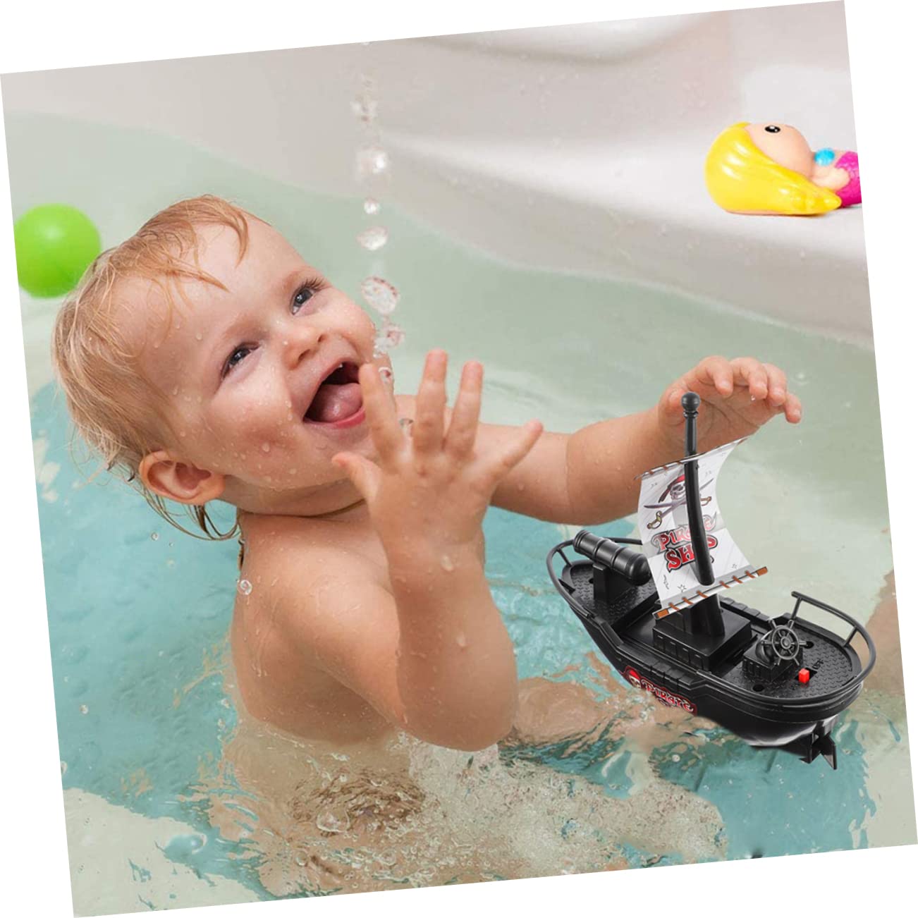 UPKOCH 6 Pack Motorized Pirate Boat Toys for Kids - Floating Pool Bath Toys Set - Durable Plastic Water Play Boats for Summer Fun | Perfect for Swimming Pools, Bathtubs & Outdoor Water Play