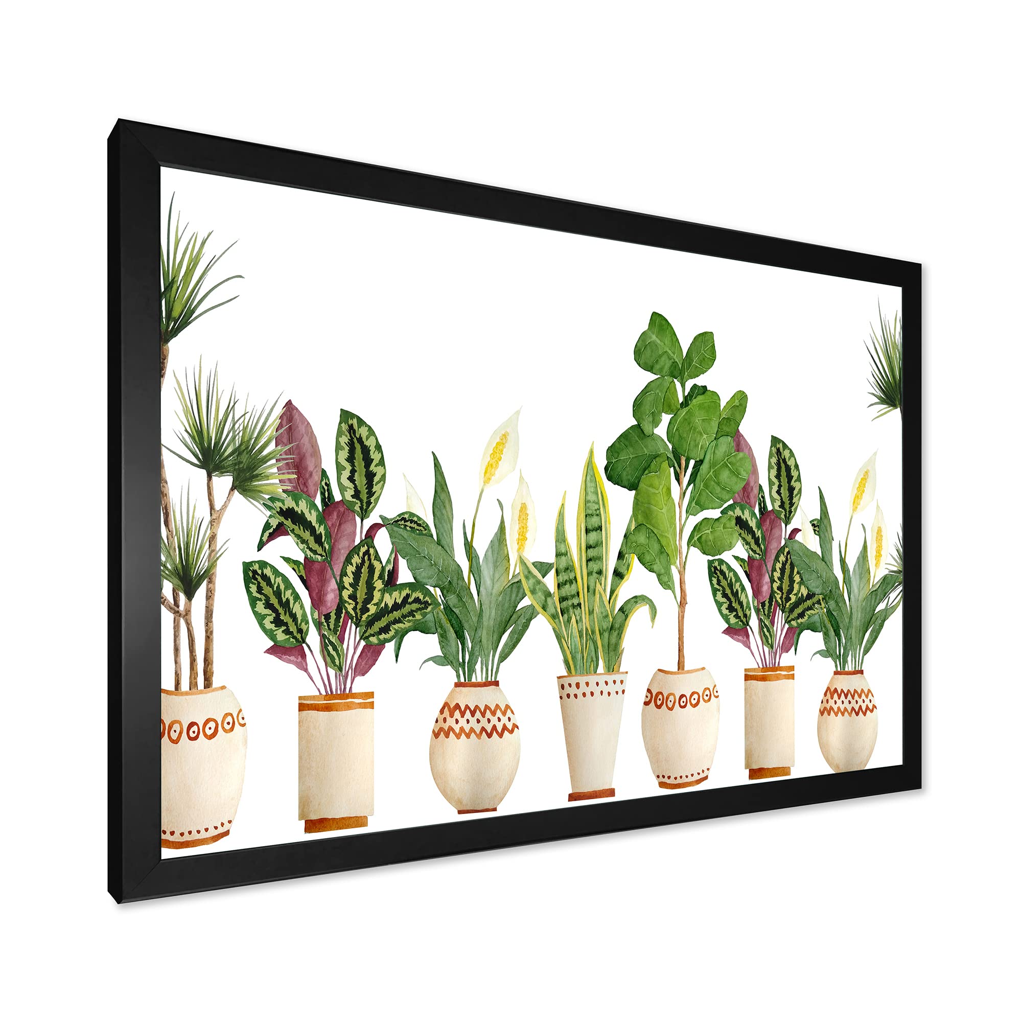 DesignQ Trio of Houseplants - Sansevieria Snake Plant in Farmhouse Framed Wall Art | Home Office Decor, Living Room Greenery, Housewarming Gift