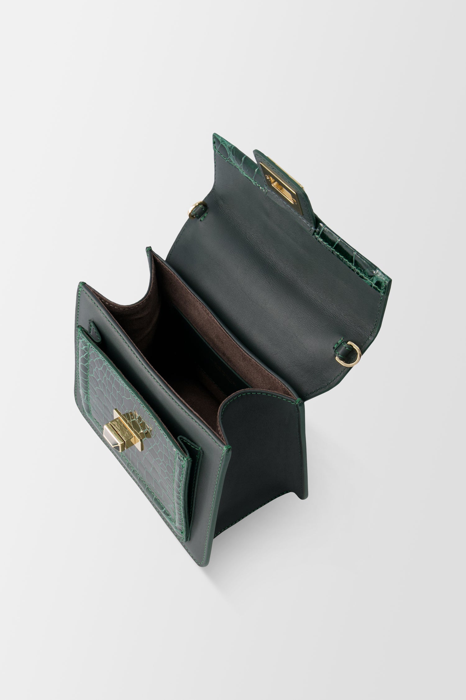 Krenoir Forest Green Croco Mini Kandie Handbag - Stylish Vegan Leather Crossbody Purse for Women, Perfect for Date Night & Evening Events
