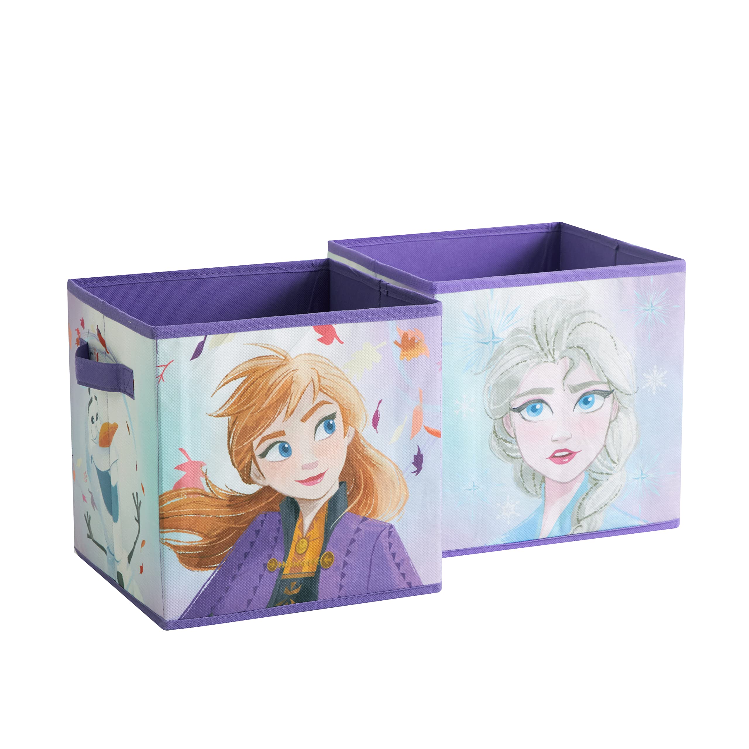 Disney Frozen 2 Collapsible Storage Cubes Set of 2 - 10x10 Inch Foldable Fabric Bins for Kids Room Organization, Toy Storage & Closet Organizer | Polycanvas Brand