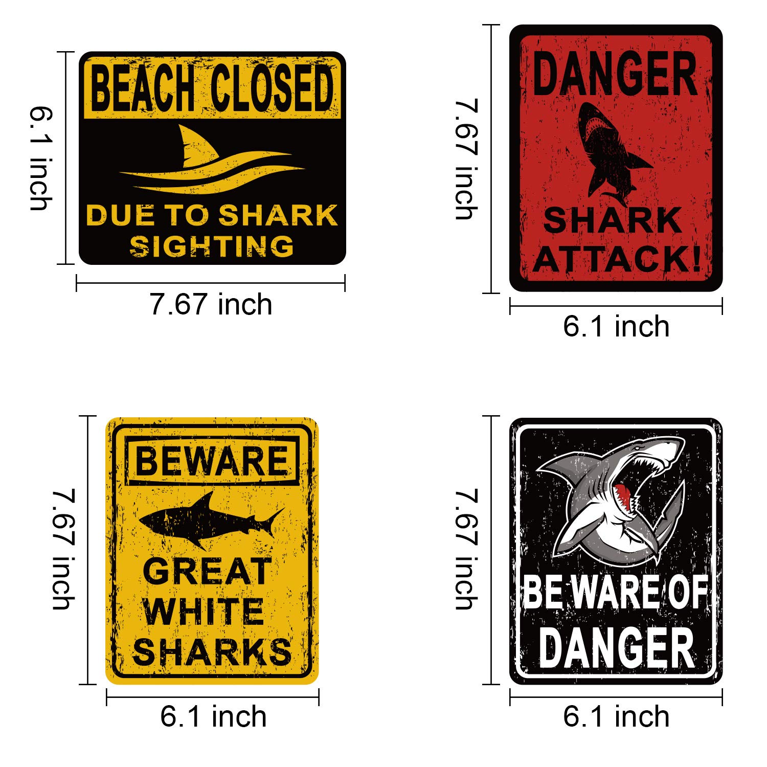 8 Styles Shark Zone Party Decorations - Funny Beware of Sharks Wall Signs for Boys & Girls Birthday, Ocean Shark Theme Party Supplies with Adhesive Wall Stickers | Perfect for Underwater Themed Parties, Pool Parties & Kids Room Decor