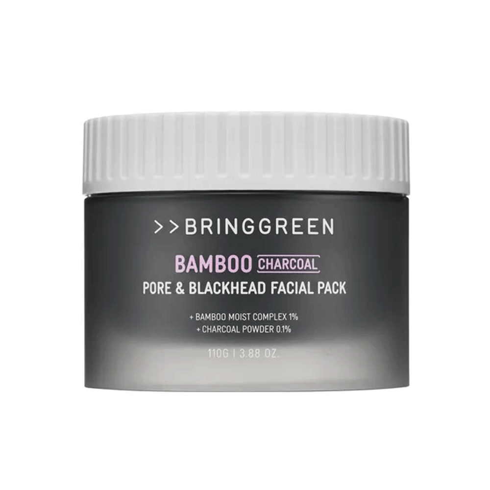 BRING GREEN Bamboo Charcoal Pore & Blackhead Remover Mask - Deep Cleansing Facial Treatment for Acne & Oily Skin - 110g - Perfect for Daily Skincare & Spa Nights