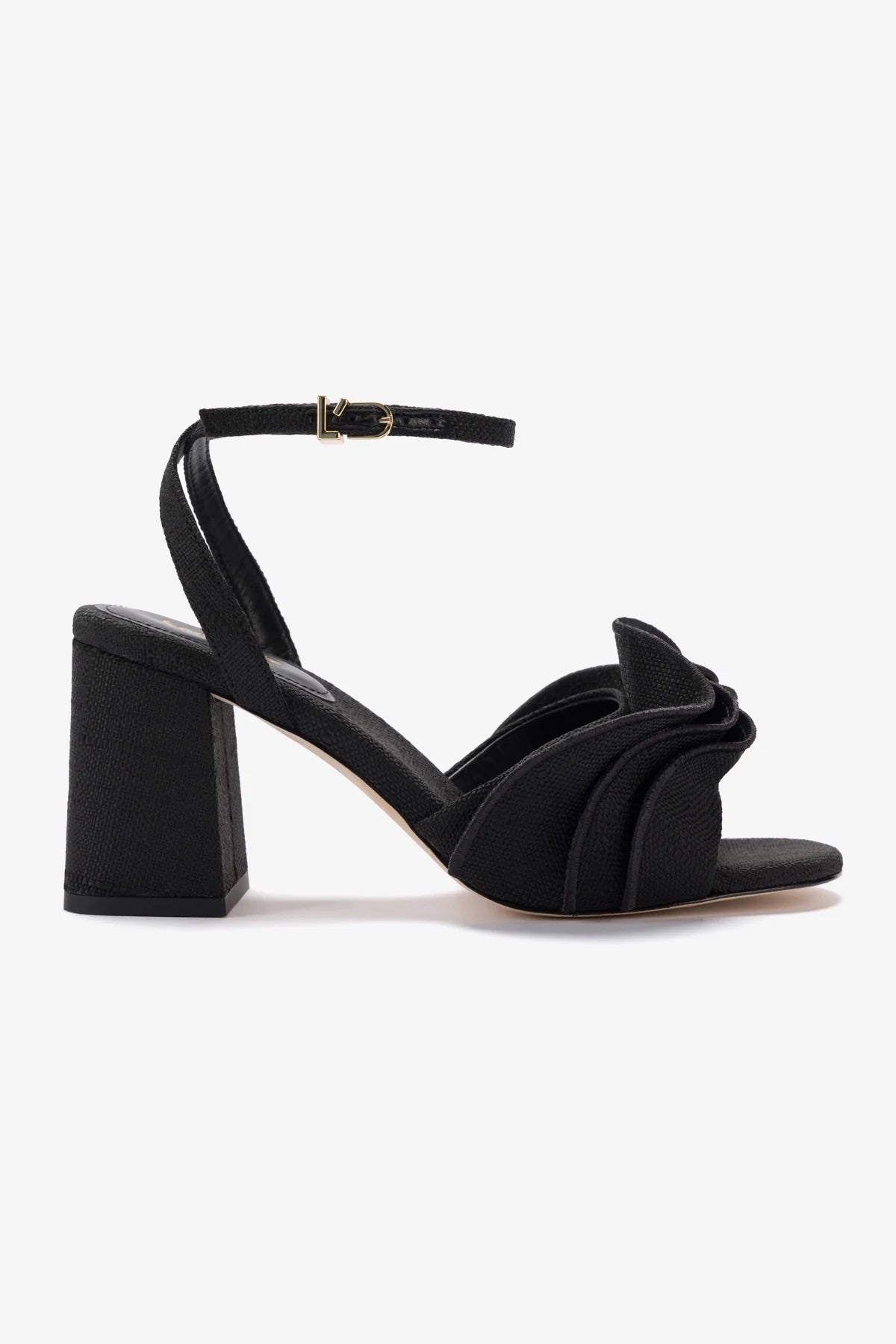 Selena Black Raffia Ruffle Sandals - Women's Comfortable Summer Beach Sandals for Vacation, Pool Party, and Casual Outings