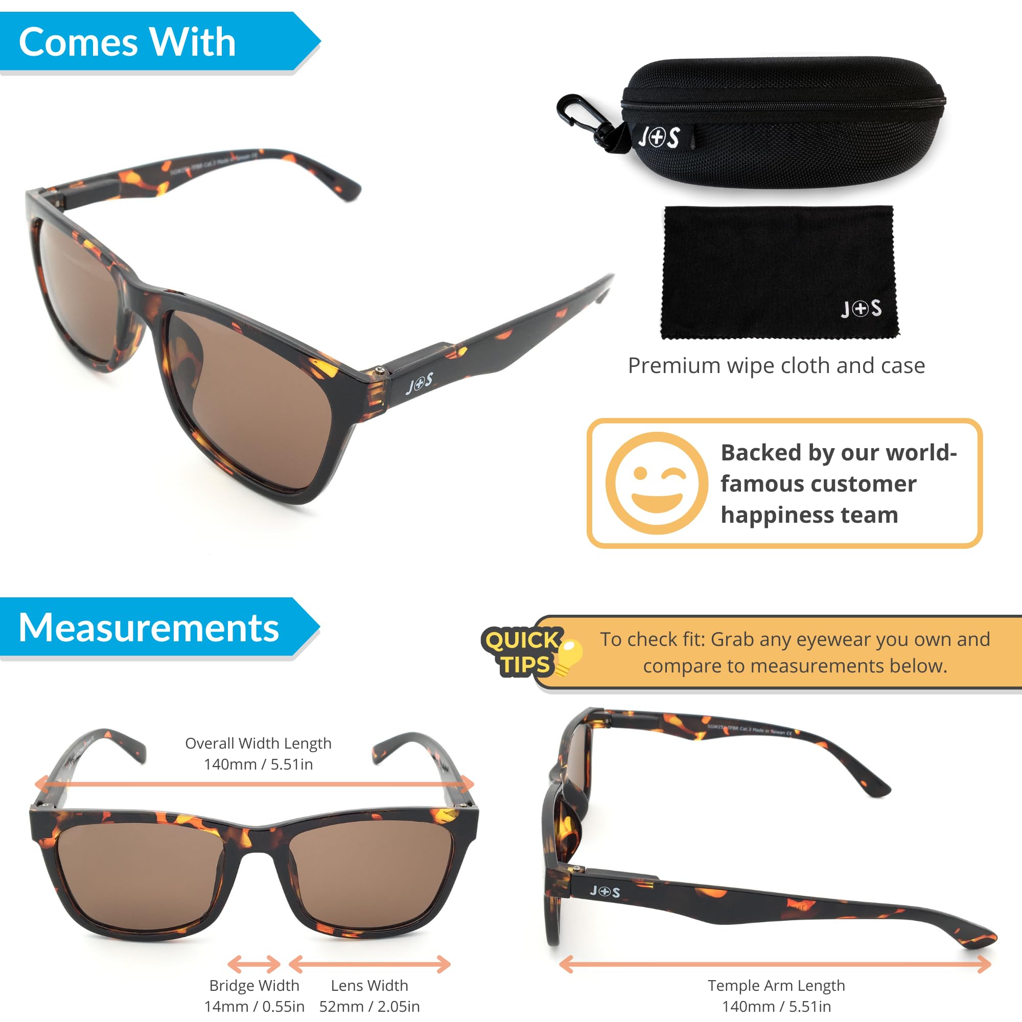 J+S Mission Mark II Polarized Rectangle Sunglasses - 100% UV Protection for Men & Women - Perfect for Driving, Beach & Outdoor Activities
