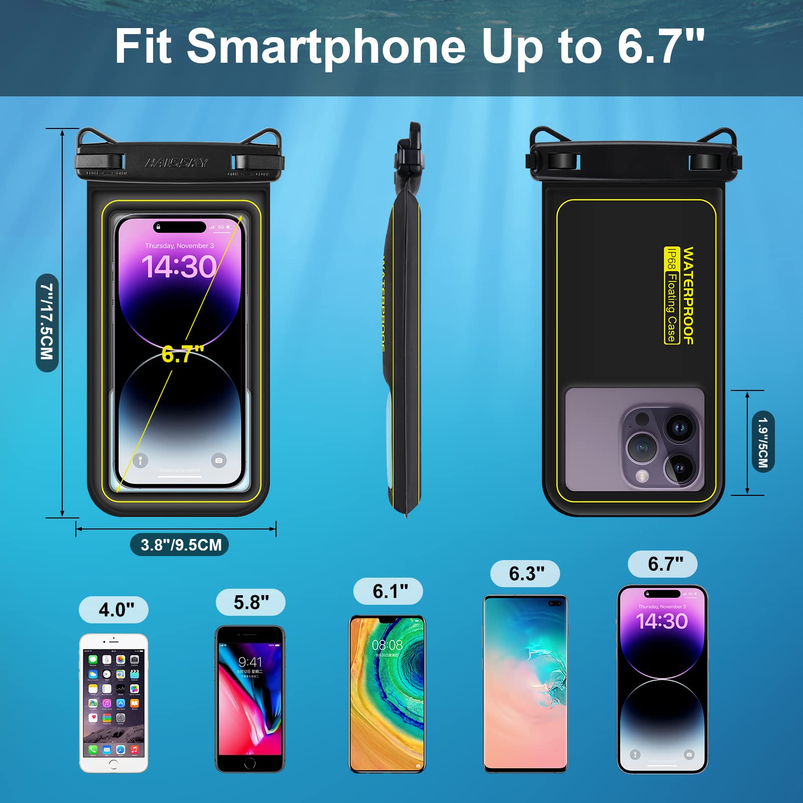**MR.LUYU IPX8 Waterproof Phone Pouch - Floating Waterproof Case for iPhone 15 Pro Max/14/13/12/11, Samsung S24/S23/S22, Huawei & Xiaomi (Up to 6.7