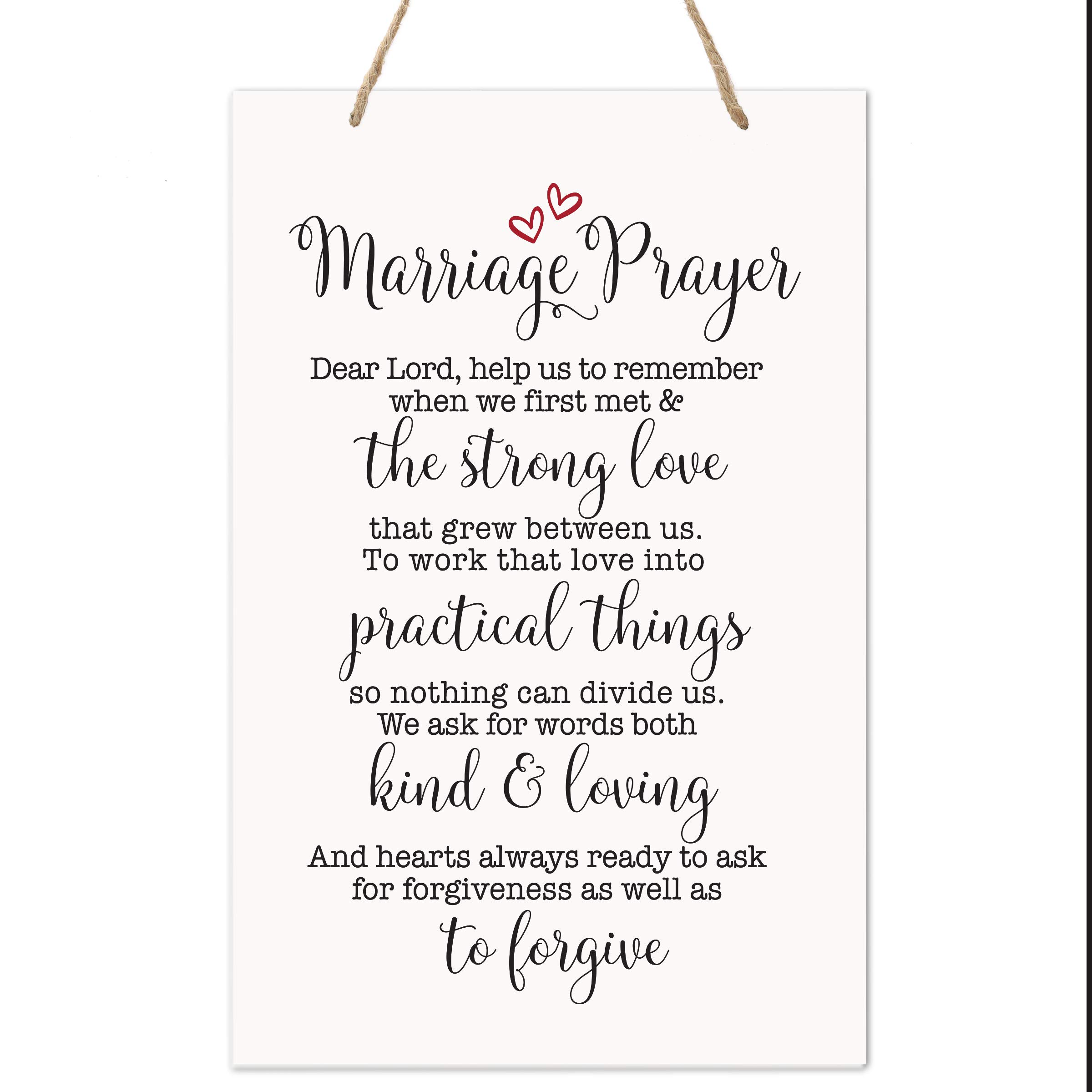 LifeSong Milestones Family Prayer Sign - 8x12 Inch Wooden Rope Wall Hanging Decor for Living Room, Bedroom - Inspirational Home Wall Art with Marriage Blessing - Perfect Housewarming Gift & Christian Wedding Decor