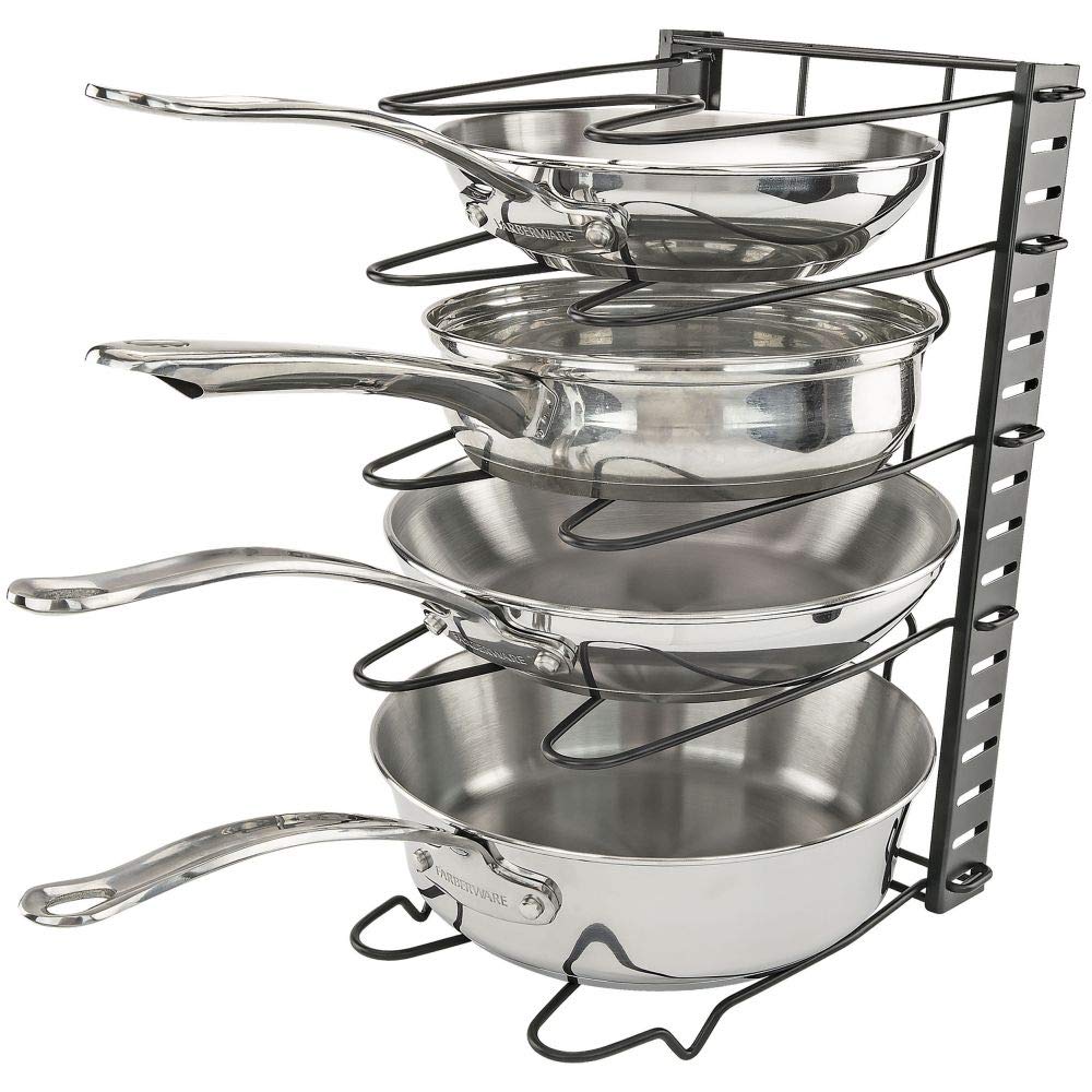 Southern Homewares Black Metal Pot & Pan Storage Rack - Vertical Cookware Organizer for Kitchen Cabinet & Countertop Display | Space-Saving Kitchen Organization Solution