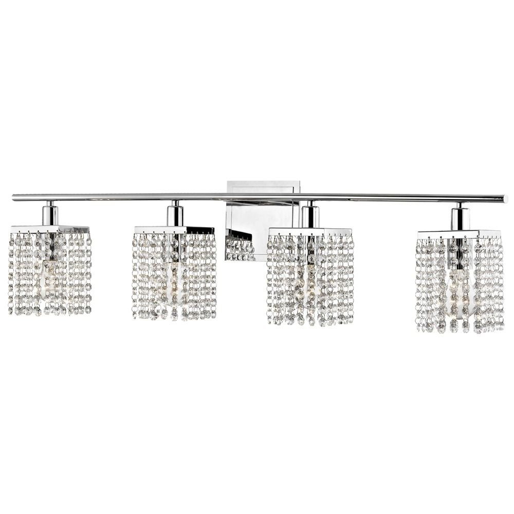 Modern 4-Light Crystal Bathroom Vanity Light Fixture - Elegant LED Lighting for Bathroom Mirror, Makeup Area & Dressing Room - Waterproof & Energy Efficient