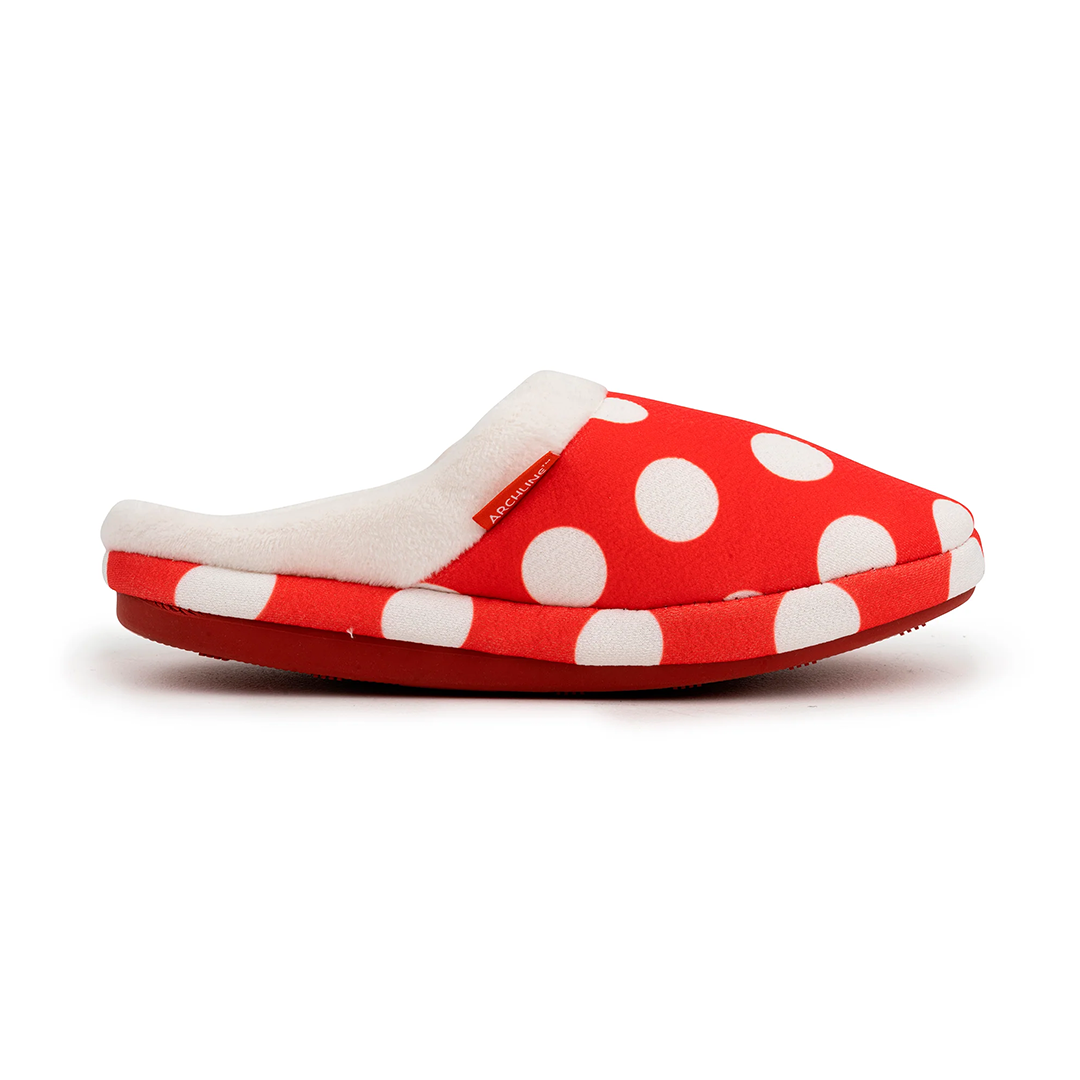 Archline Orthotic Slippers for Women & Men - Comfortable Slip-On House Shoes with Arch Support - Red Polkadot Design - Perfect for Indoor Relaxation, Post-Surgery Recovery & Plantar Fasciitis Relief