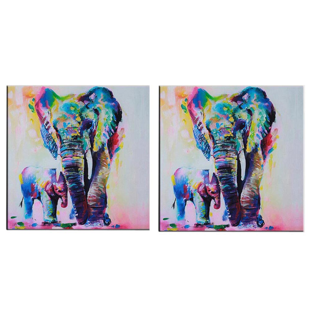 Modern Abstract Elephant Watercolor Painting - Frameless Canvas Wall Art Decor for Living Room, Bedroom & Office - Hand Painted Oil Colorful Inkjet Artwork