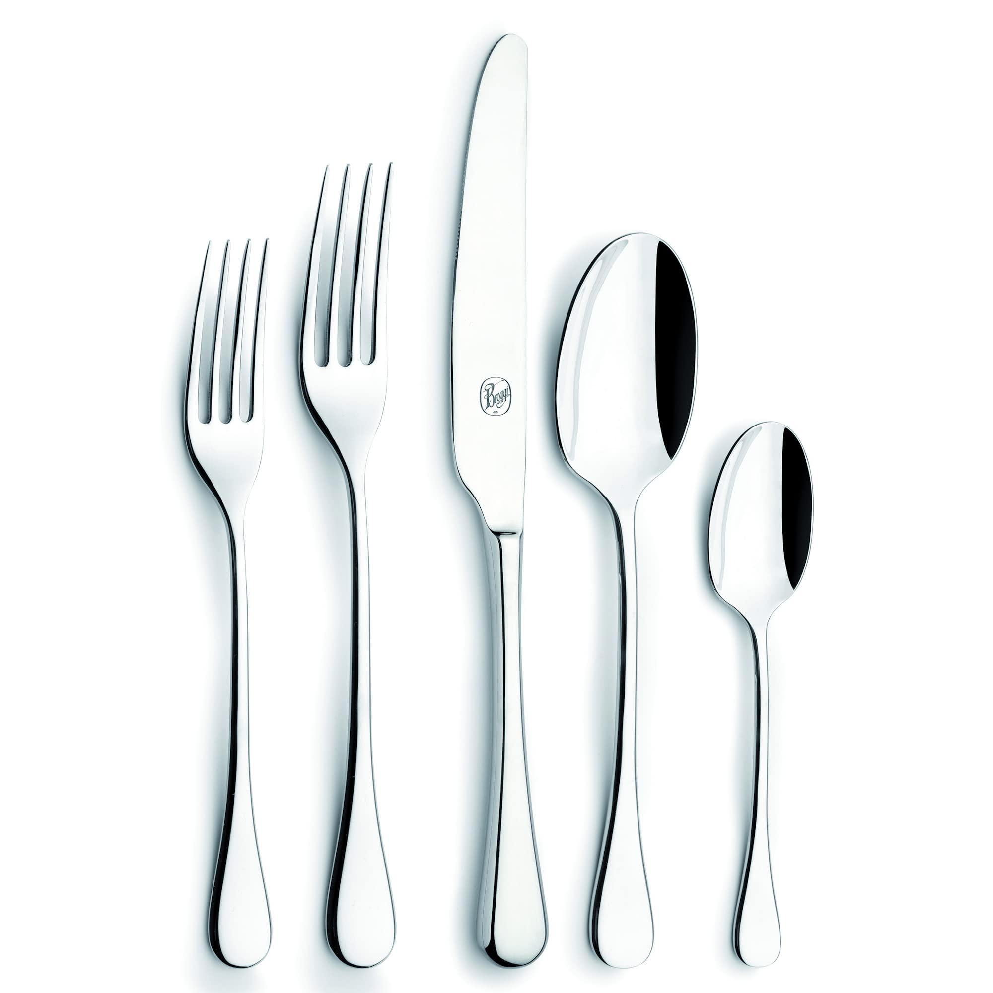 Broggi Canto 20-Piece Stainless Steel Flatware Set - Service for 4 with Storage/Gift Box - Elegant Dinnerware for Formal Dining, Wedding Gifts & Home Entertaining