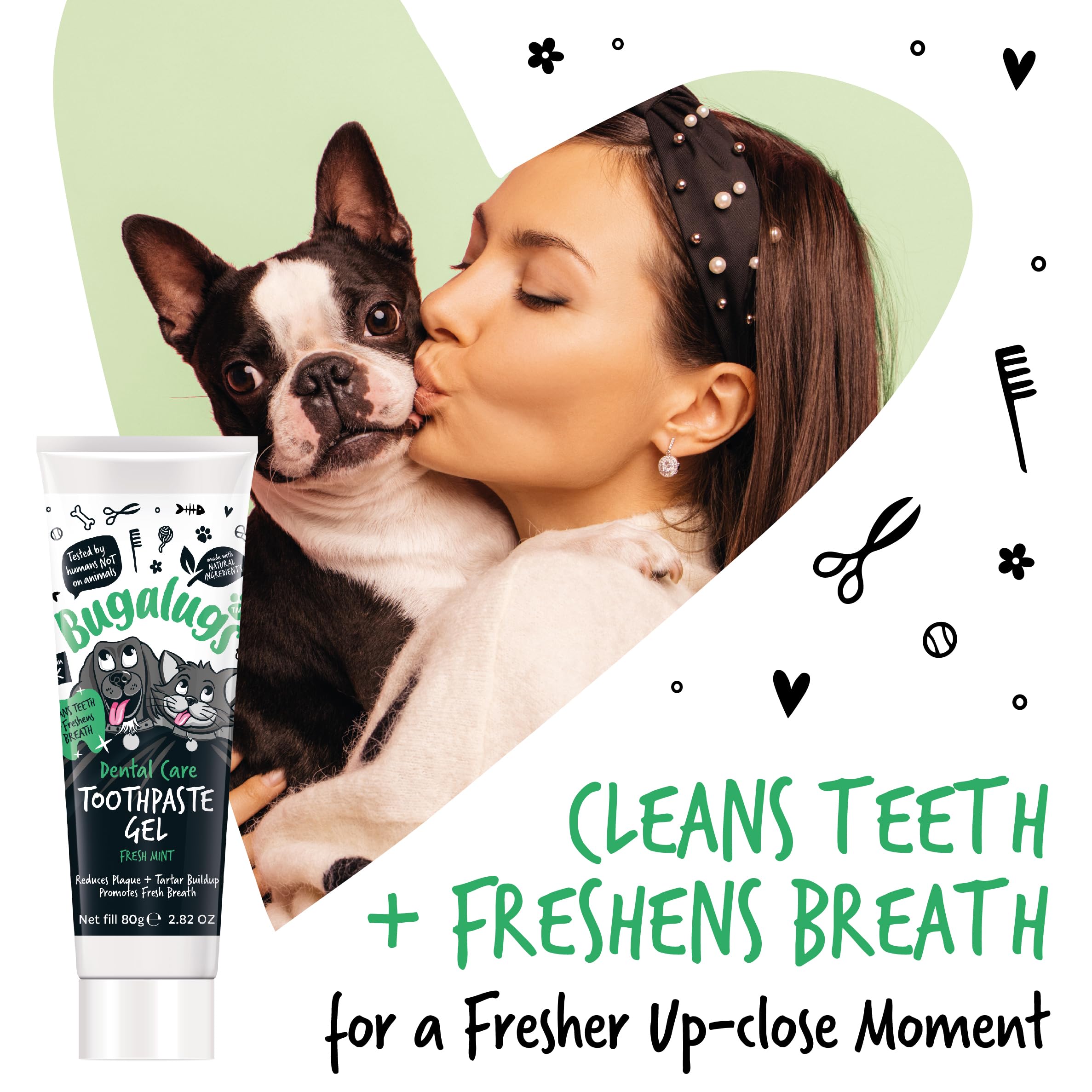 Bugalugs Dog Toothpaste Gel - Mint Flavored Dental Care for Dogs & Cats, Plaque Remover & Breath Freshener | Safe for Daily Use with Bugalugs Toothbrush – Perfect for Home Pet Oral Hygiene Routine