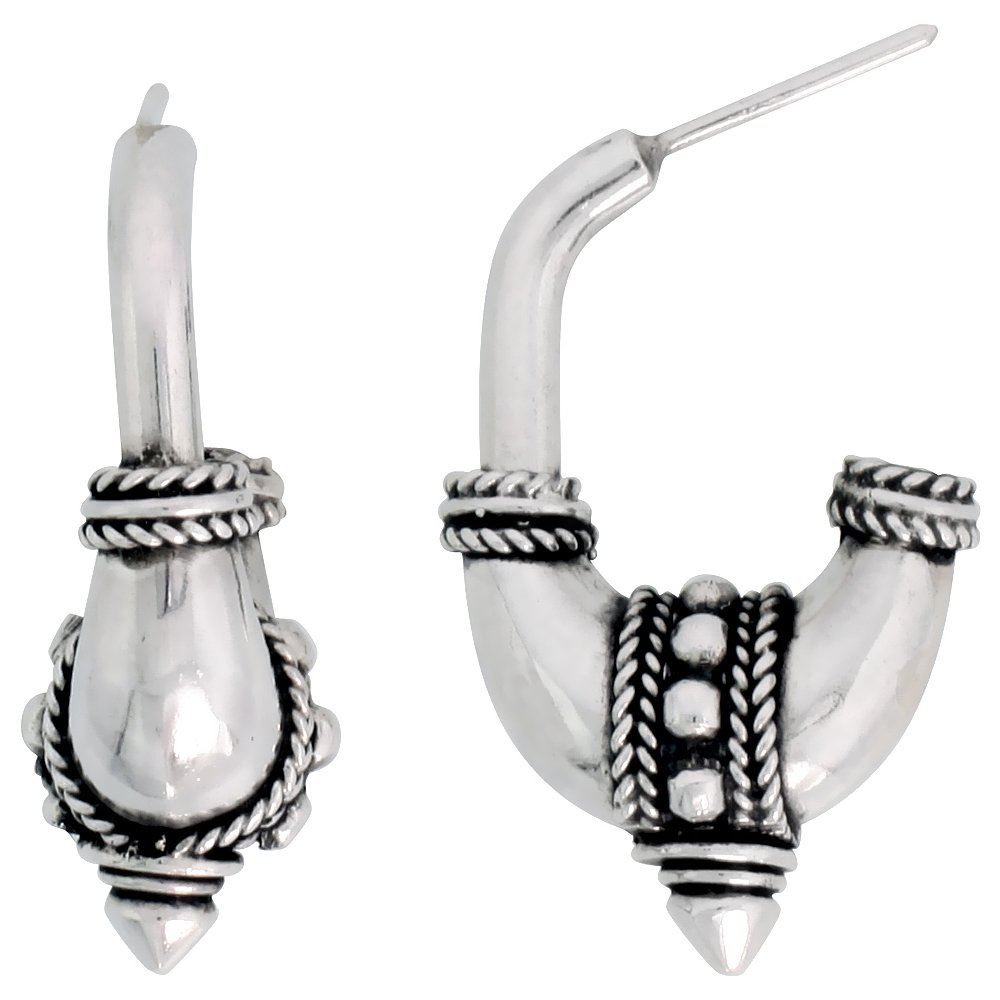 Bali Style Sterling Silver Beaded Earrings – 1 1/16 Inch Dangle Earrings for Women | Handmade Jewelry Gift for Birthday, Wedding & Special Occasions
