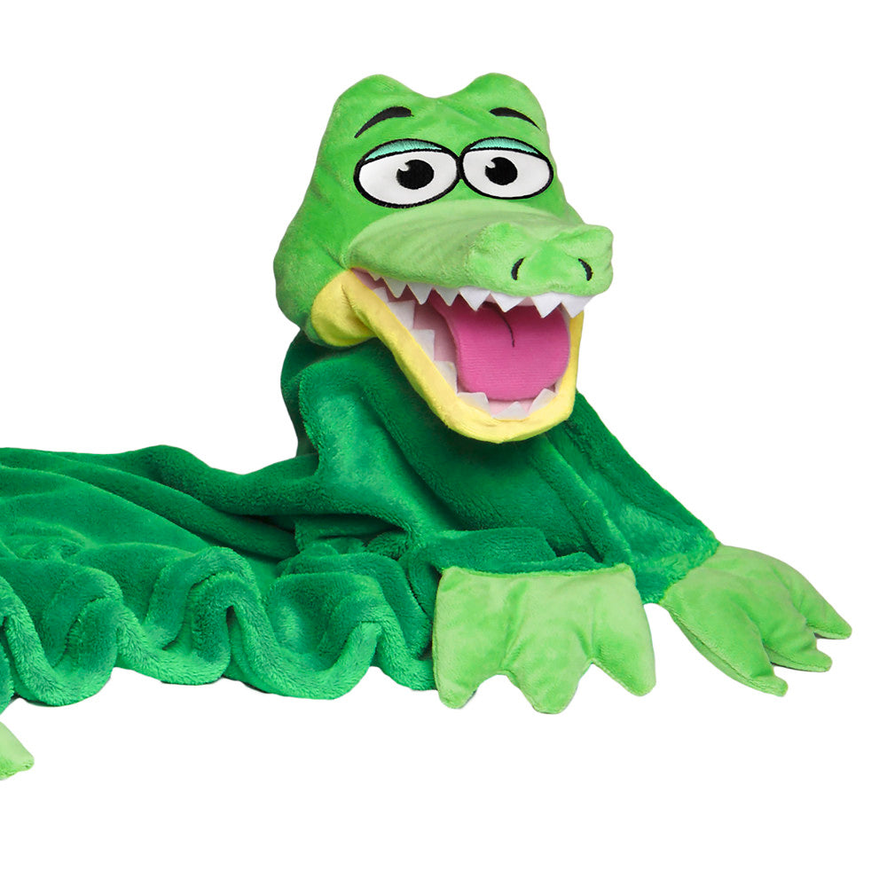 Cuddleuppets Gator Green - 2 in 1 Plush Puppet & Blanket for Kids | Soft Stuffed Animal Toy & Cozy Blanket Combo | Perfect for Storytime, Naptime & Playtime