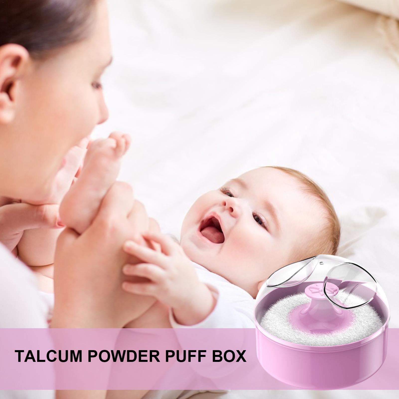 Premium Powder Puff Set - Portable Talcum Powder Puff Box with Hygienic Applicator | Dustproof Empty Powder Dispenser for Travel & Home | Perfect for Makeup Touch-Ups, Baby Care & Body Powder Application