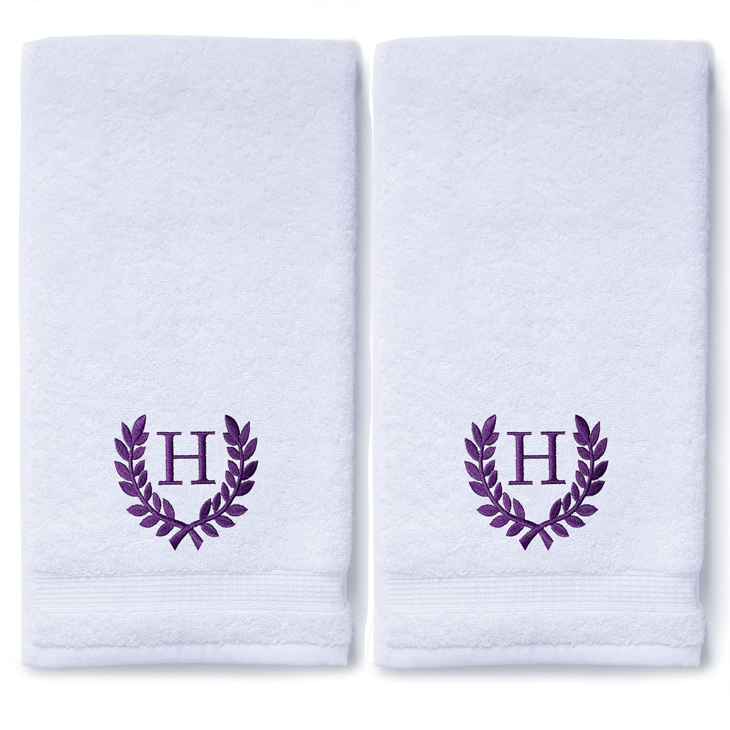 Personalized Monogrammed Hand Towels Set of 2 - Luxury Turkish Cotton, 16x30 Inch, Oversized for Bathroom, Kitchen & Spa | Custom Roman Font Embroidery | Wedding, Bridal Shower & Housewarming Gift Ideas | Soft & Absorbent for Makeup, Guest & Decorative Use