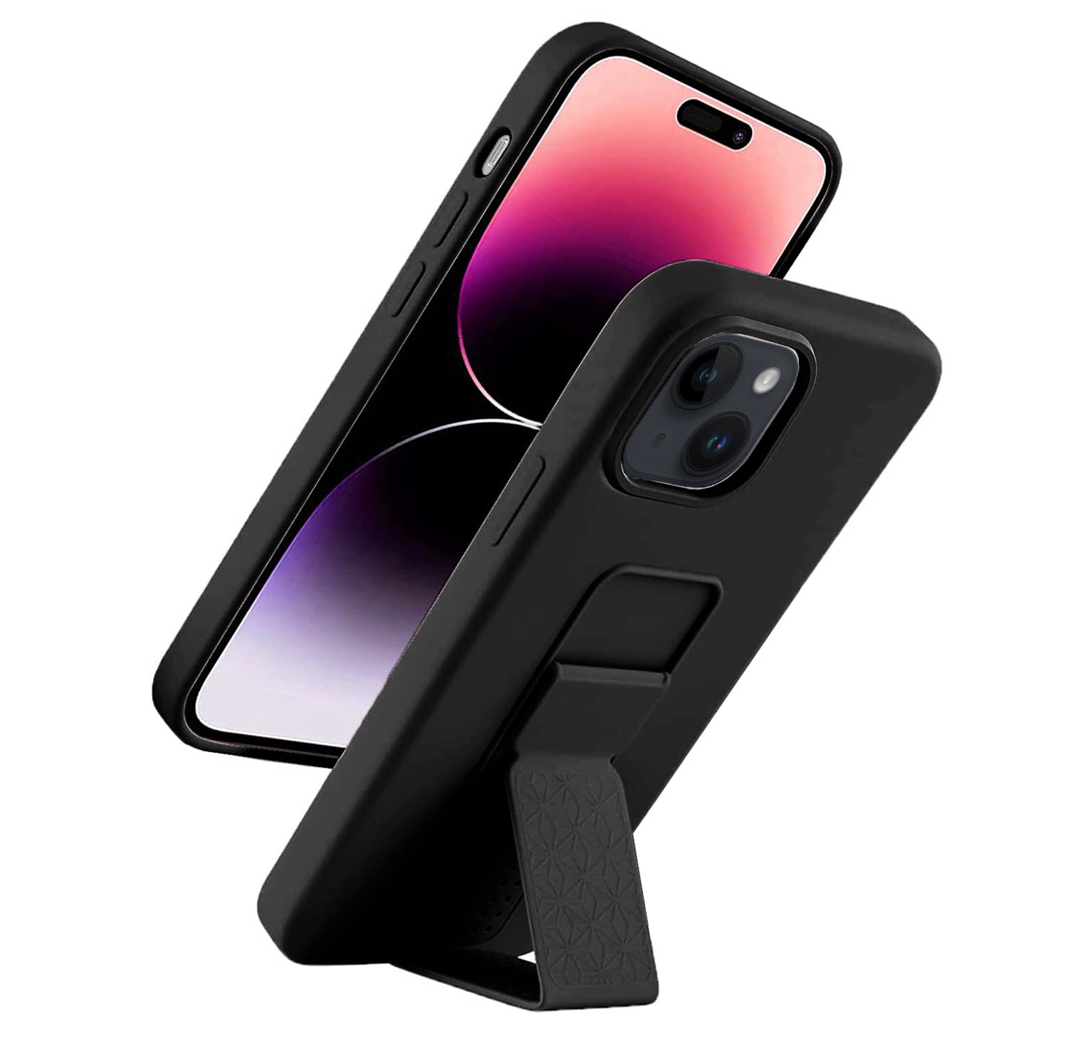 Phone Loops - Premium Silicone iPhone 14 Case with Foldable Kickstand & Grip Strap Holder | Shockproof Protective Cover with Stand for Hands-Free Viewing, Perfect for Workouts, Travel & Daily Use
