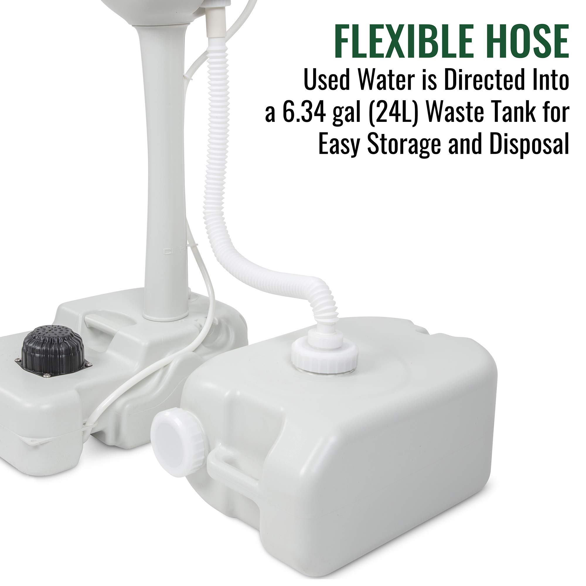 Hike Crew Portable Outdoor Foot Pump Camping Sink - Collapsible Hand Wash Basin with 5 Gallon (19L) Water Tank, Wheels, Soap Dispenser, Gooseneck Faucet & Towel Holder - Perfect for RV Trips, Camping, Travel, Worksites & Outdoor Adventures