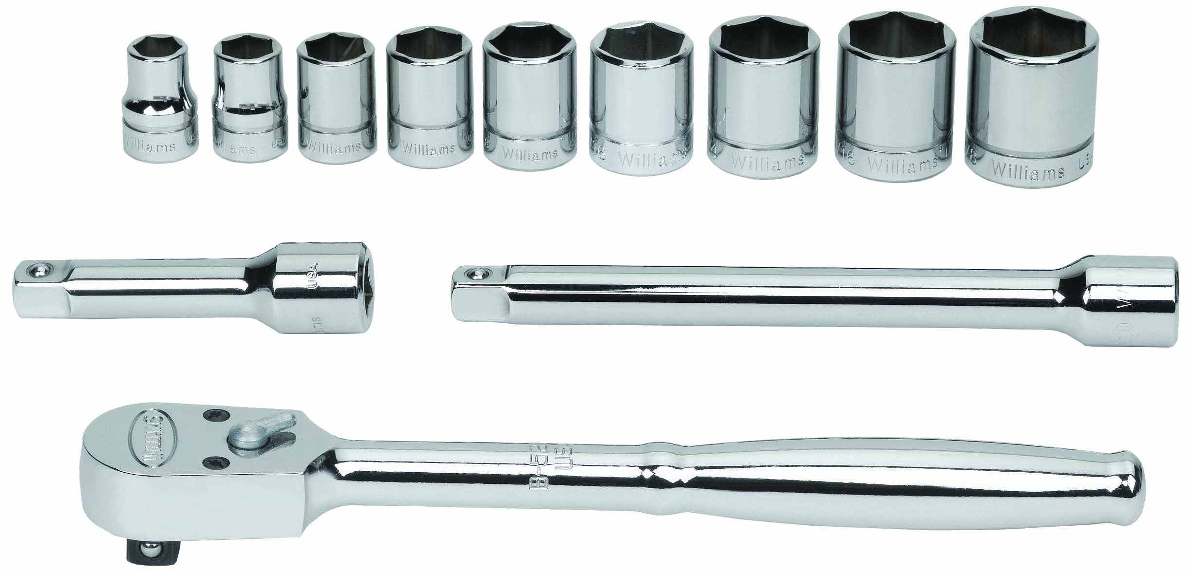Williams WSB-12HFTB 12-Piece 3/8-Inch Drive Socket and Ratchet Set with Durable Toolbox - Perfect for Automotive Repair, DIY Projects & Home Maintenance