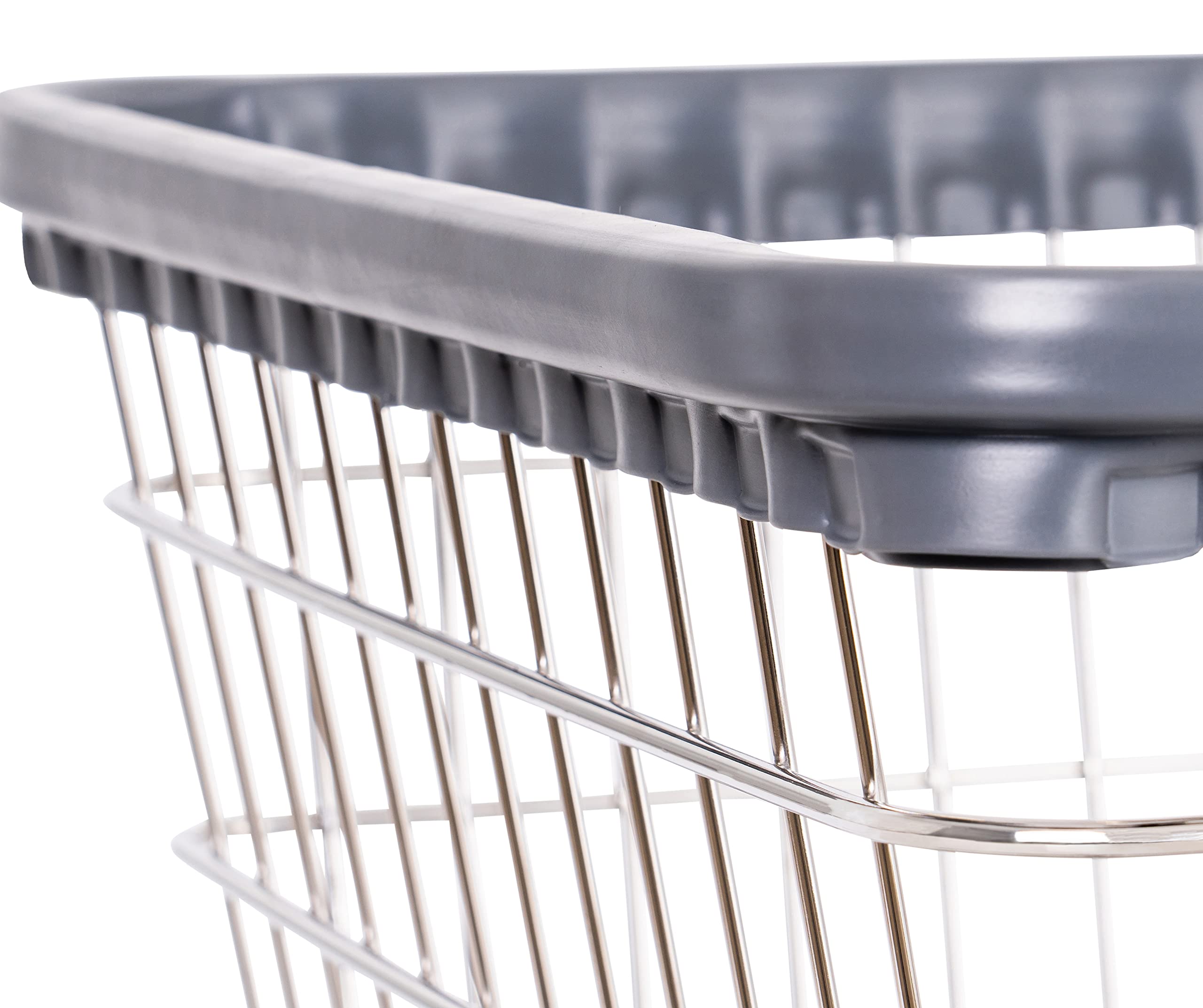 R&B Wire® 96B Rolling Wire Laundry Cart | 2.5 Bushel Capacity | Heavy-Duty Steel Frame with Chrome Finish | Air Cushion Bumper | 4
