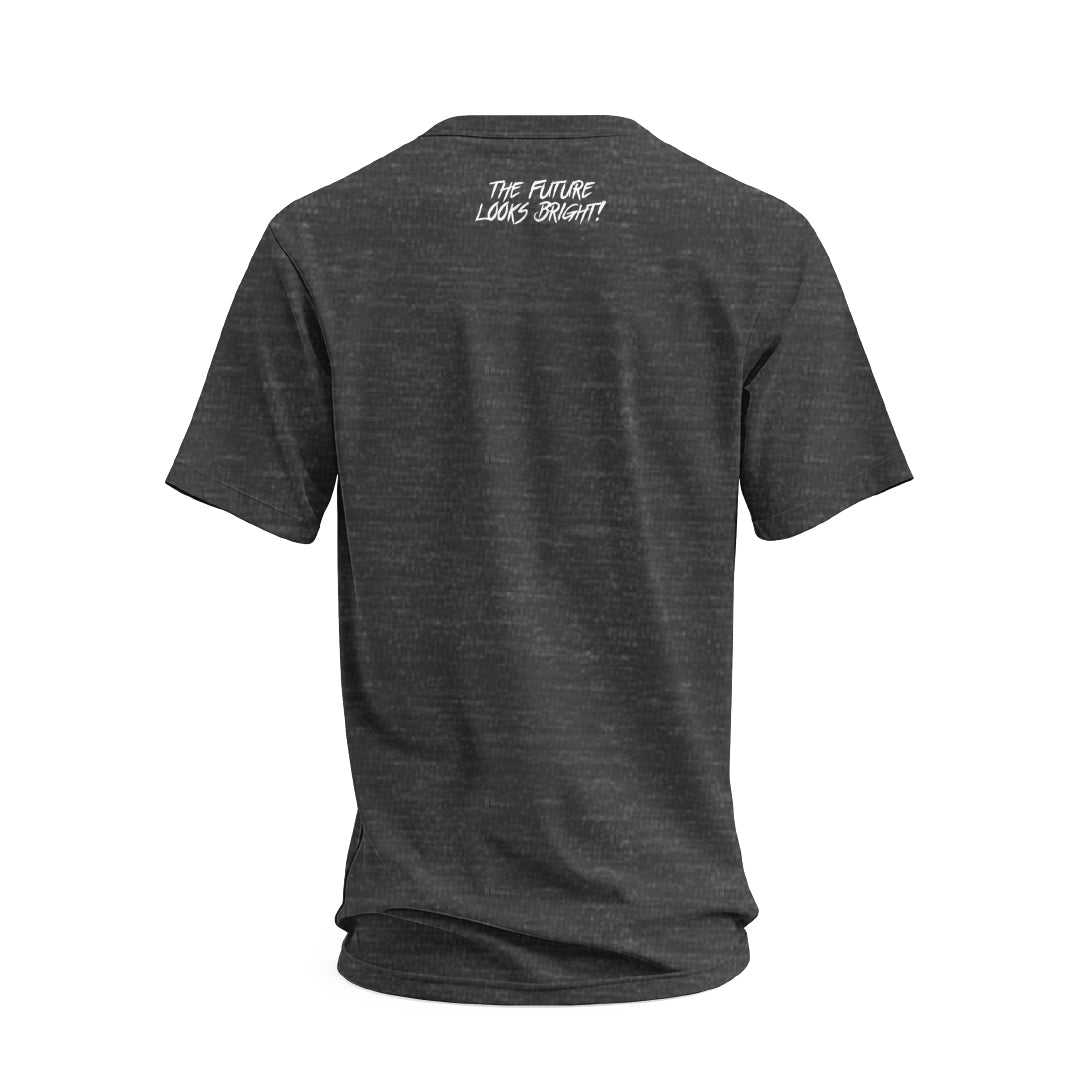 Future Looks Bright Charcoal Gray Business is War Flag Short Sleeve T-Shirt - Motivational Workwear for Entrepreneurs & Office Professionals