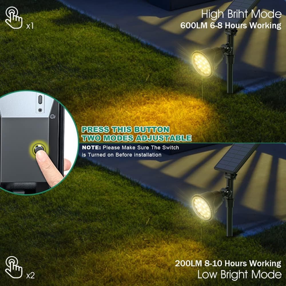 **18 LED Solar Landscape Spotlights Outdoor - Waterproof Solar Lights for Garden, Yard, Tree, Driveway & Pool - Auto On/Off, Warm White Lighting (4 Pack) - Perfect for Pathway, Patio & Backyard Decor**