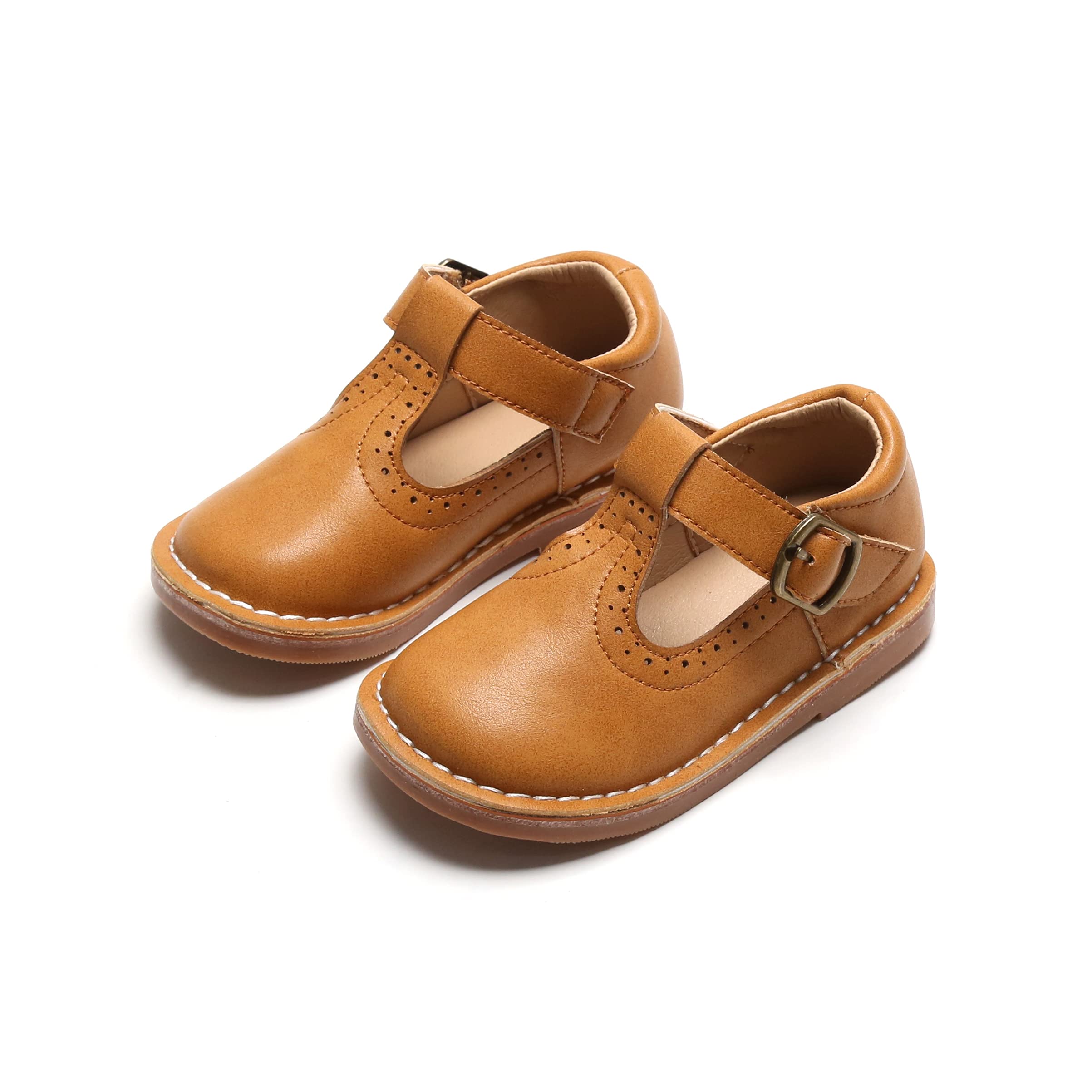 THEE BRON Toddler Girls Leather Oxford Loafers - Classic School Uniform Shoes for Girls, Comfortable Dress Flats for Everyday Wear & Special Occasions