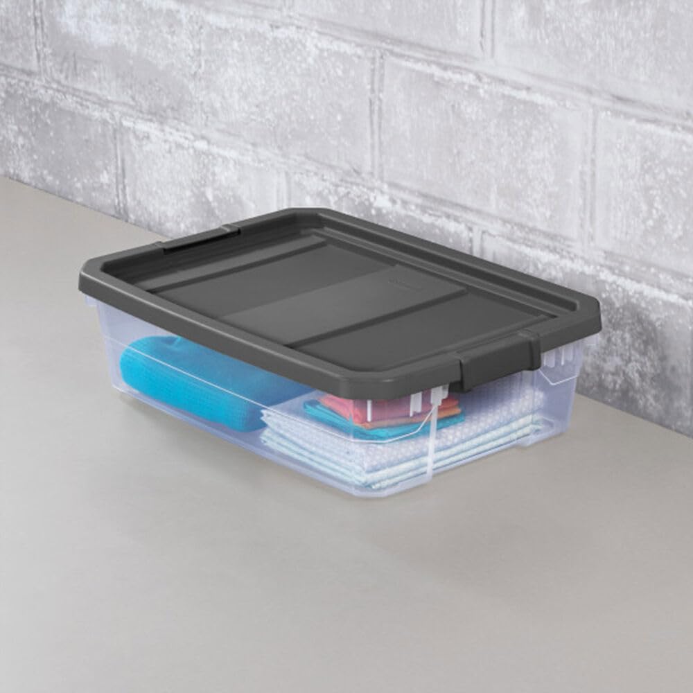 40 Quart Plastic Under Bed Storage Bins with Latch Lids - 6 Pack Gray for Organizing Clothes, Toys & Seasonal Items - Perfect for Bedroom, Garage, Basement & Attic Storage