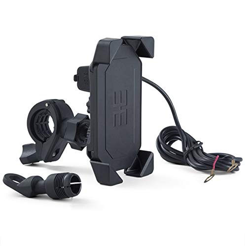 Universal Motorcycle Handlebar Phone Mount with USB Charger - Waterproof Smartphone Holder for iPhone Android - Perfect for Adventure Riding, Commuting & GPS Navigation