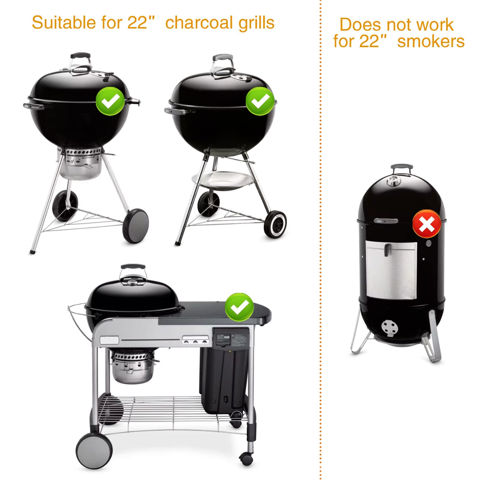 Weber Kettle Grill 22.5-Inch One-Touch Cleaning System Replacement Kit (Fits Weber 7444) - Durable Silver Ash Cleaner for Easy BBQ Maintenance - Perfect for Backyard Grilling & Outdoor Cooking Parties