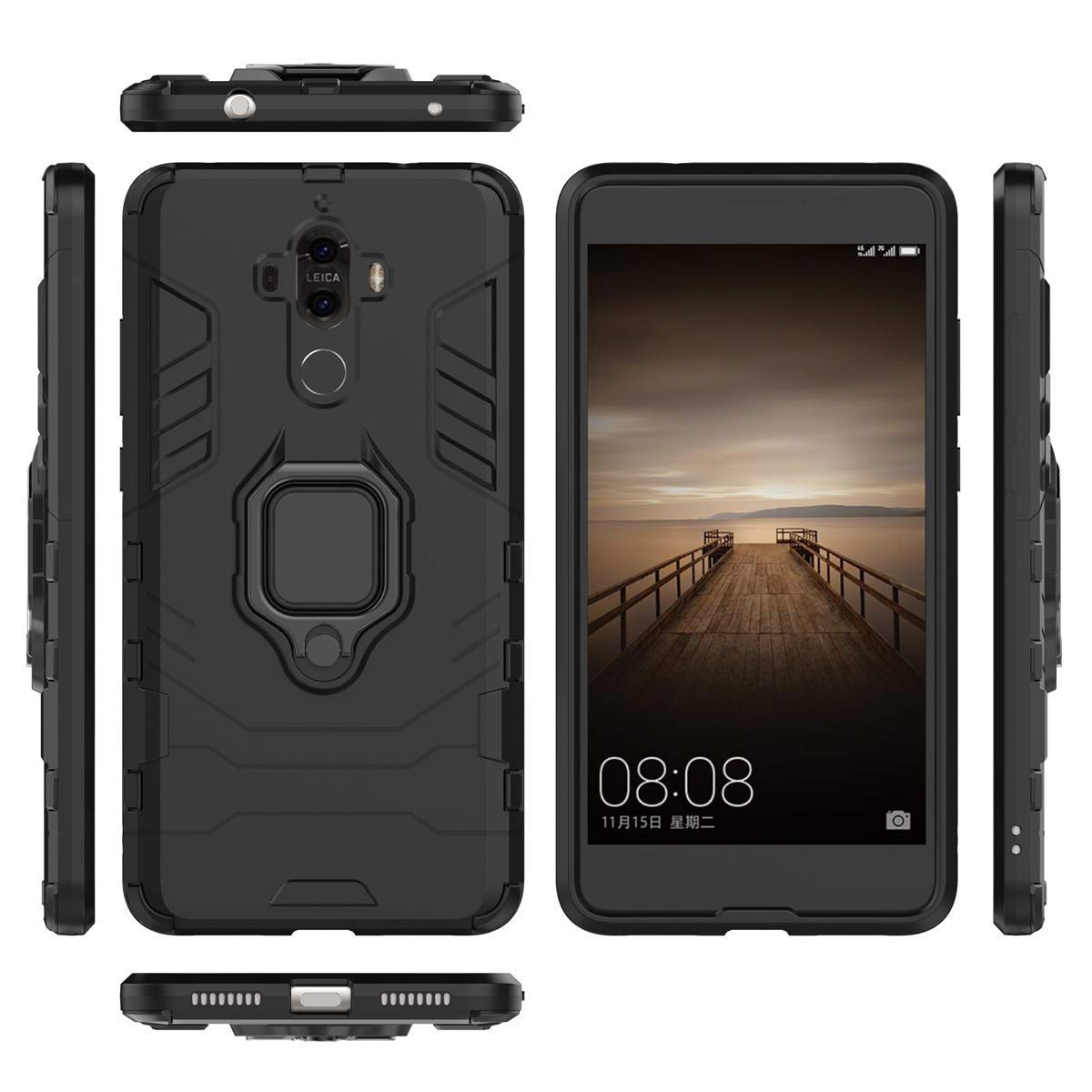Magnetic Car Phone Holder & 360 Protective Case for Huawei Mate 9 - Compatible with Huawei Mate 9 (Black) | Perfect for Driving, Commuting & Hands-Free Use