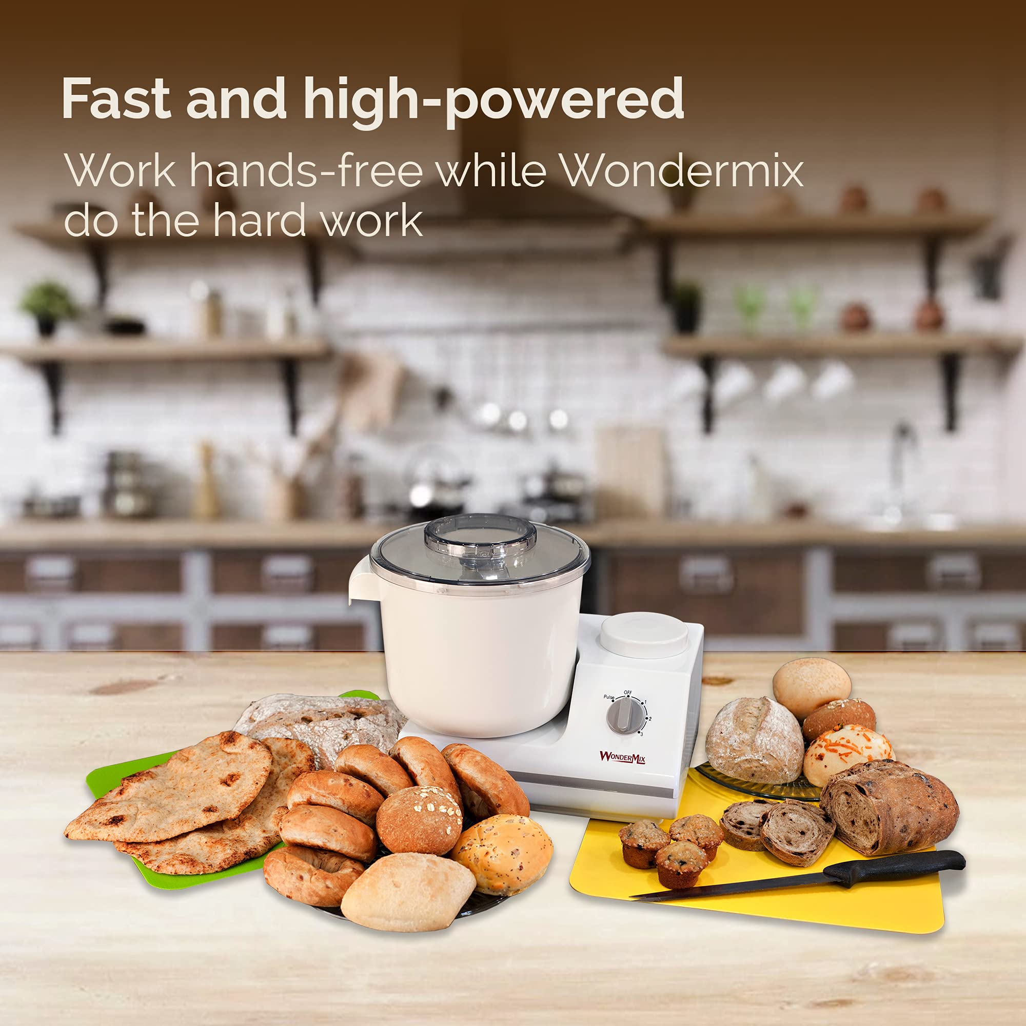 WONDERMILL Electric Stand Mixer - Complete Bread Dough Mixer with Dough Hook, Kneader & Maker - Upgraded Wondermix Revolution Kitchen Mixer for Baking Bread, Cookies, Pizza Dough & Pastries - Perfect for Home Bakers & Professional Kitchens