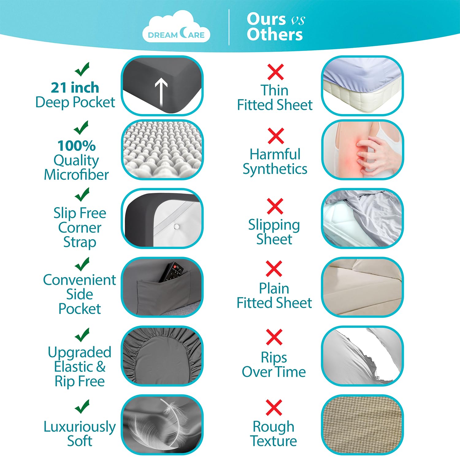 DREAMCARE Twin XL Sheet Set - 4pc Cooling Bed Sheets for Extra Long Twin XL Beds (21