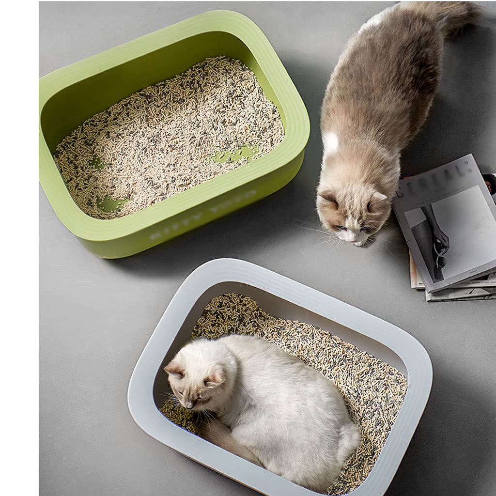 Open & Semi-Closed Cat Litter Box - Splash-Proof Large Cat Toilet with Removable Design & Extra Space - Easy to Clean Cat Bedpan (Color A) - Perfect for Multi-Cat Homes & Small Apartments