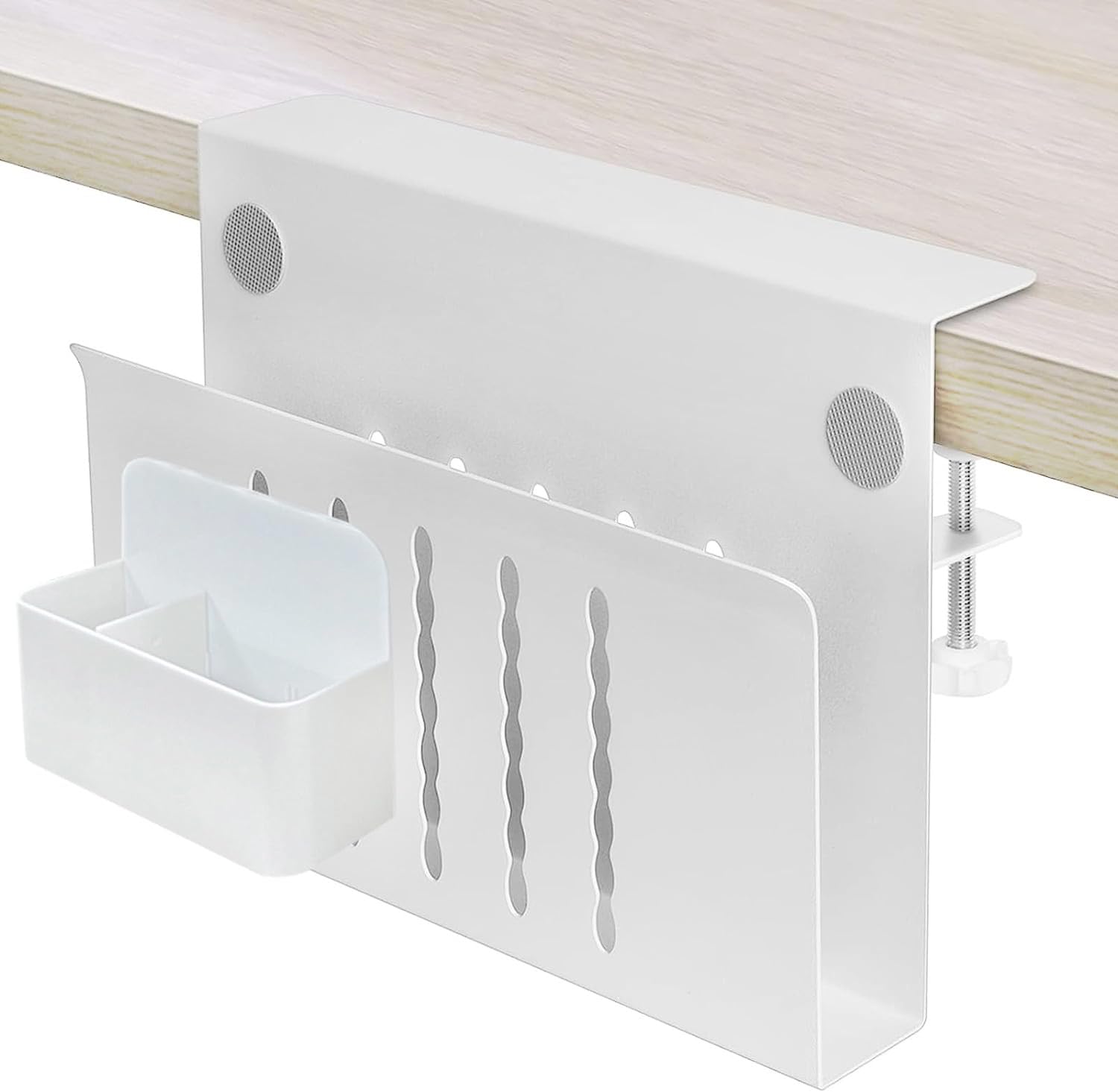 Under Desk Laptop Holder with Anti-Scratch Pad & Magnetic Pen Holder - No Drill Hanging Desk Organizer for Table (Fits 0.3