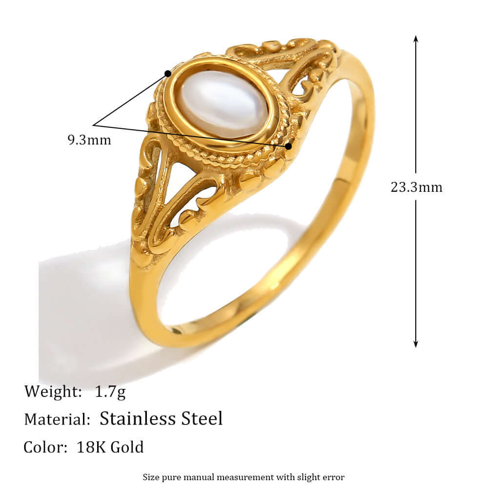 Vintage Filigree Pearl Ring - Elegant Antique Style Jewelry for Women | R4442 | Perfect for Weddings, Anniversaries & Special Occasions
