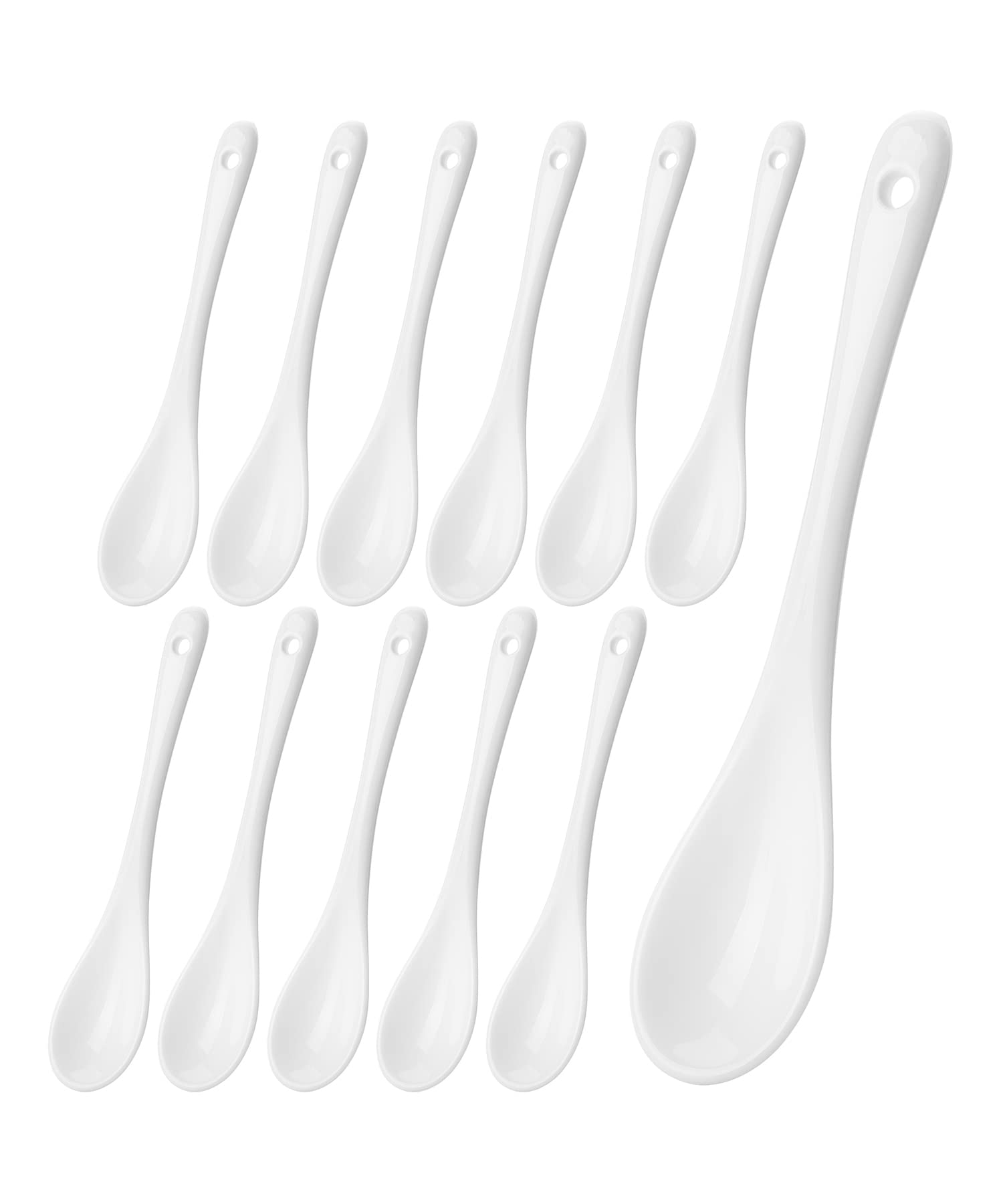 Brew To A Tea - Set of 12 White Porcelain Tea Spoons, Modern Design, Dishwasher & Microwave Safe - Perfect for Tea Parties, Coffee Breaks & Elegant Dining