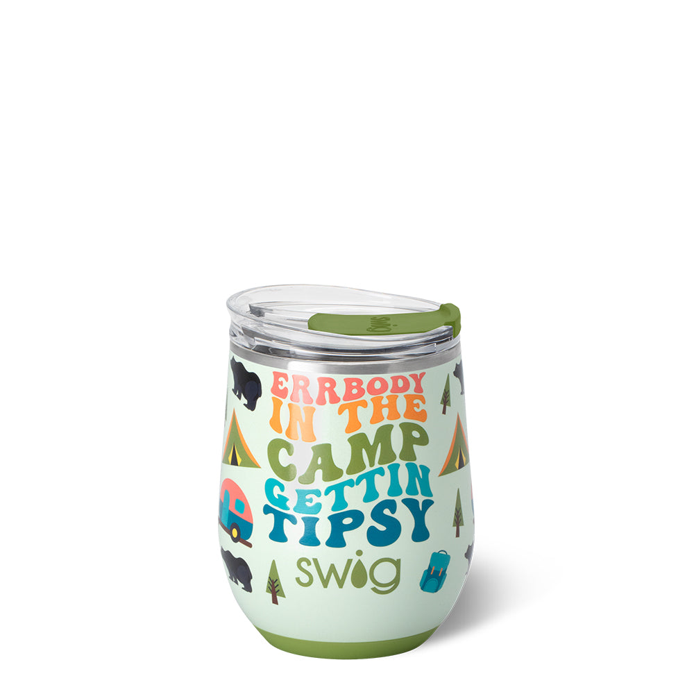 Errbody In The Camp Stemless Wine Glass 12oz - Perfect for Outdoor Camping, Picnics & Backyard Parties