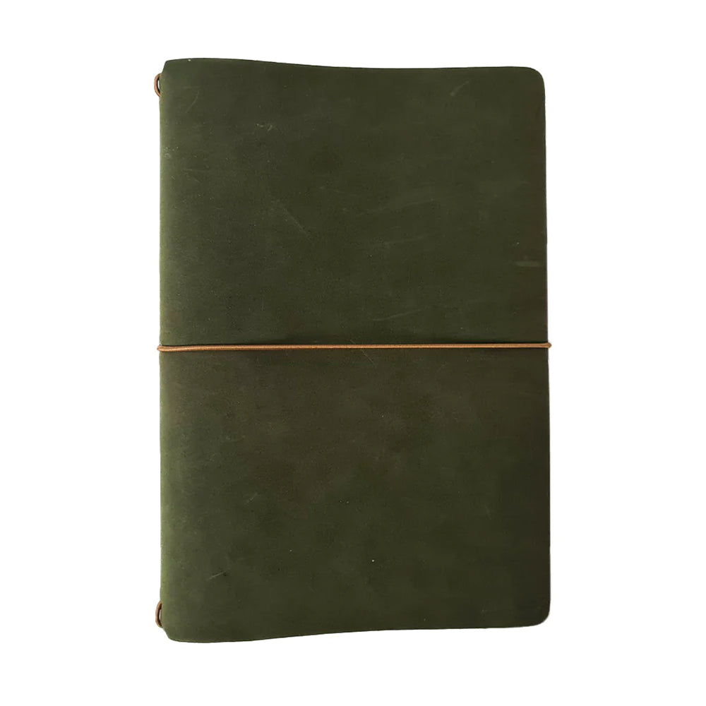 Premium Refillable Leather Journal for Writing & Sketching - Endless Explorer Green - Perfect for Travel, Note Taking & Creative Projects