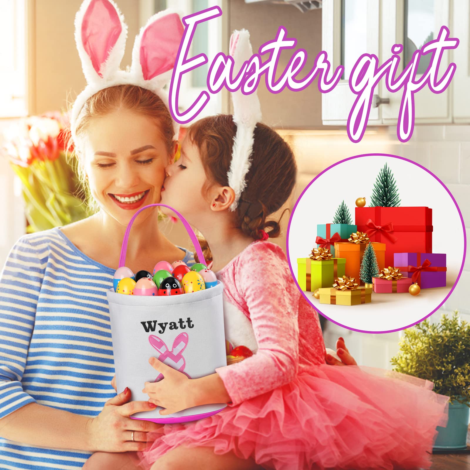 **Personalized Easter Basket for Kids - Custom Easter Gifts with Name, Easter Egg Hunt Toys & Basket Stuffers for Toddlers & Children - Perfect for Easter Party Favors, Spring Celebrations & Holiday Decor (Green)**
