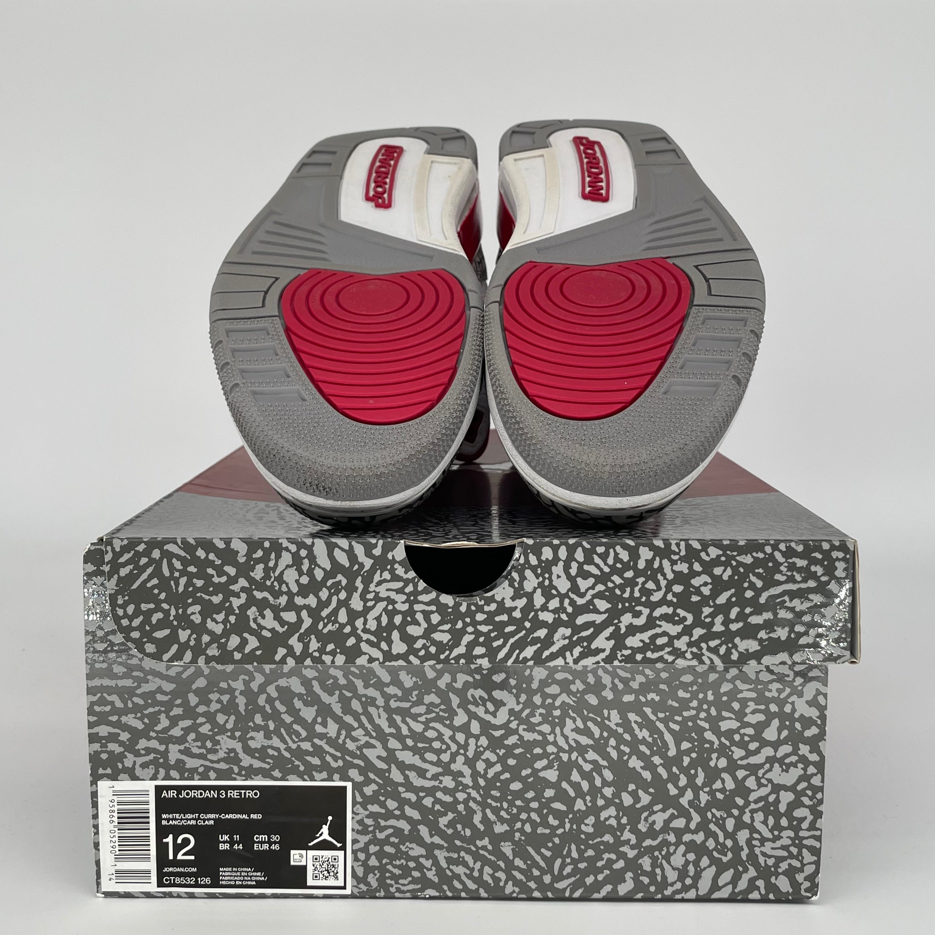 AIR JORDAN 3 CARDINAL Men's Basketball Shoes Size 12 - Retro Style Sneakers CT8532-126 for Running, Gym Workouts & Streetwear Fashion