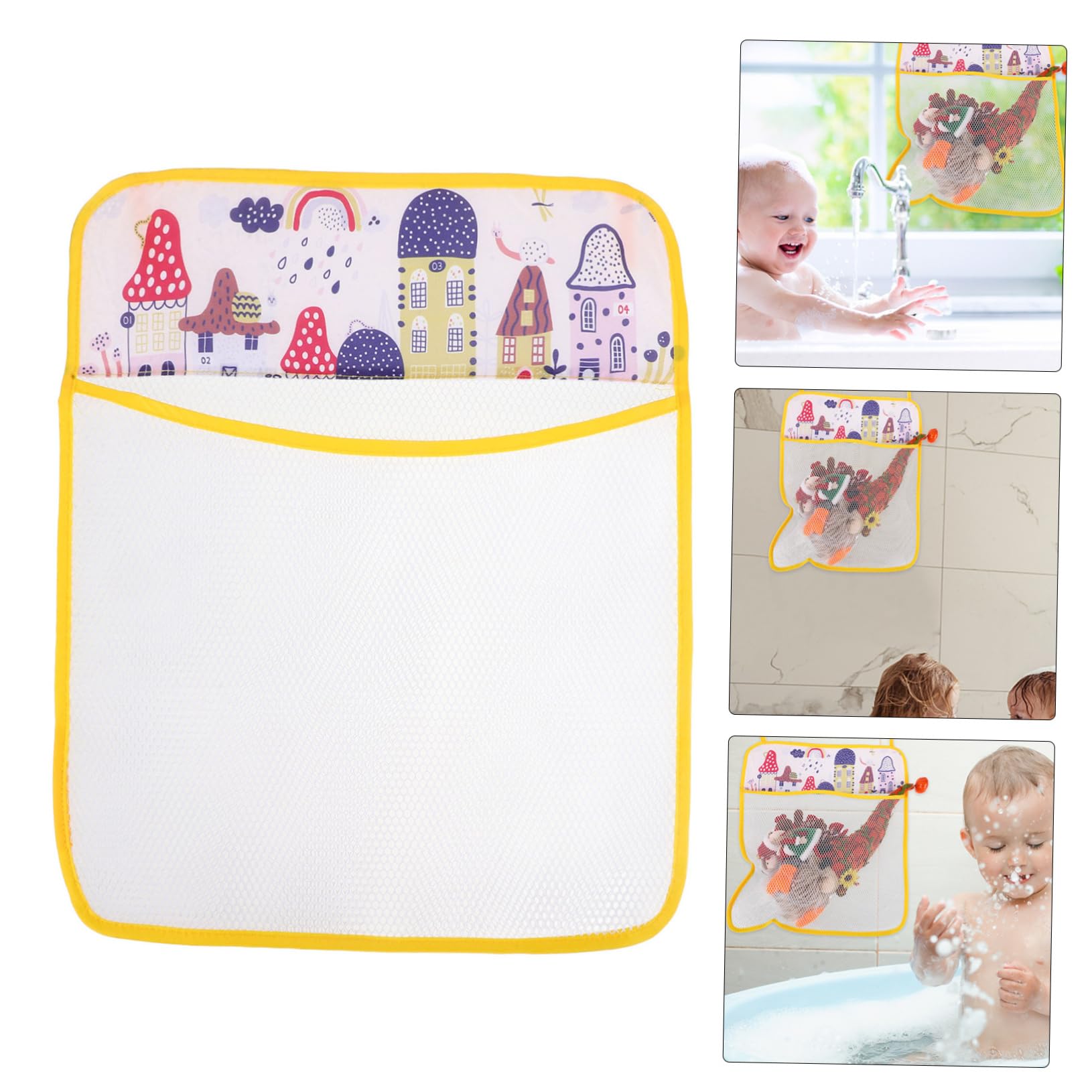 FOYTOKI Multi-Functional Bath Toys Organizer - Wall Mounted Storage Bag & Mesh Net for Boys and Girls - Waterproof Toy Holder for Bathtub - Easy to Clean - Perfect for Bathroom Organization and Kids' Bath Time Fun