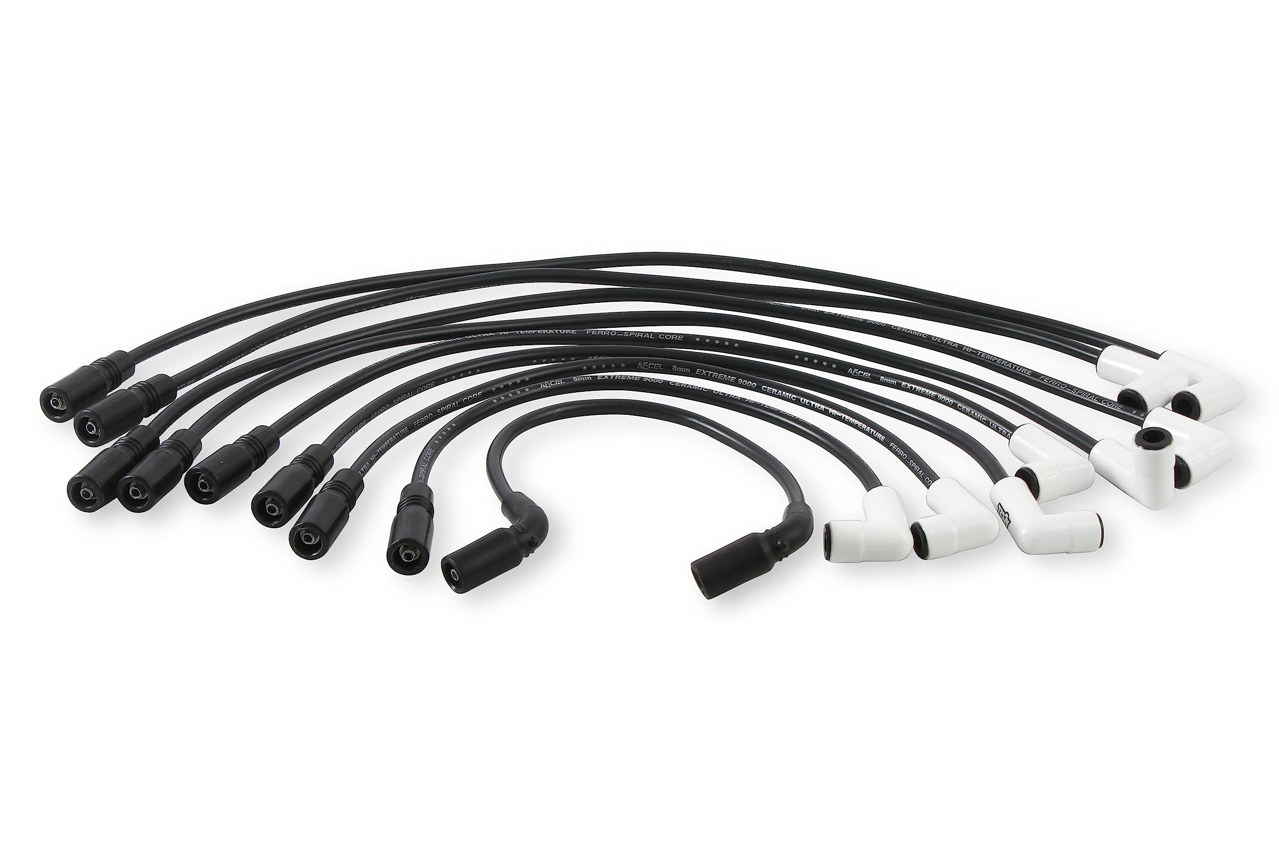 ACCEL 9042C Extreme 9000 High Performance Spark Plug Wire Set with Ceramic Boot - Compatible with Ford, Chevy, Dodge - Perfect for Racing, Off-Road & Daily Driving
