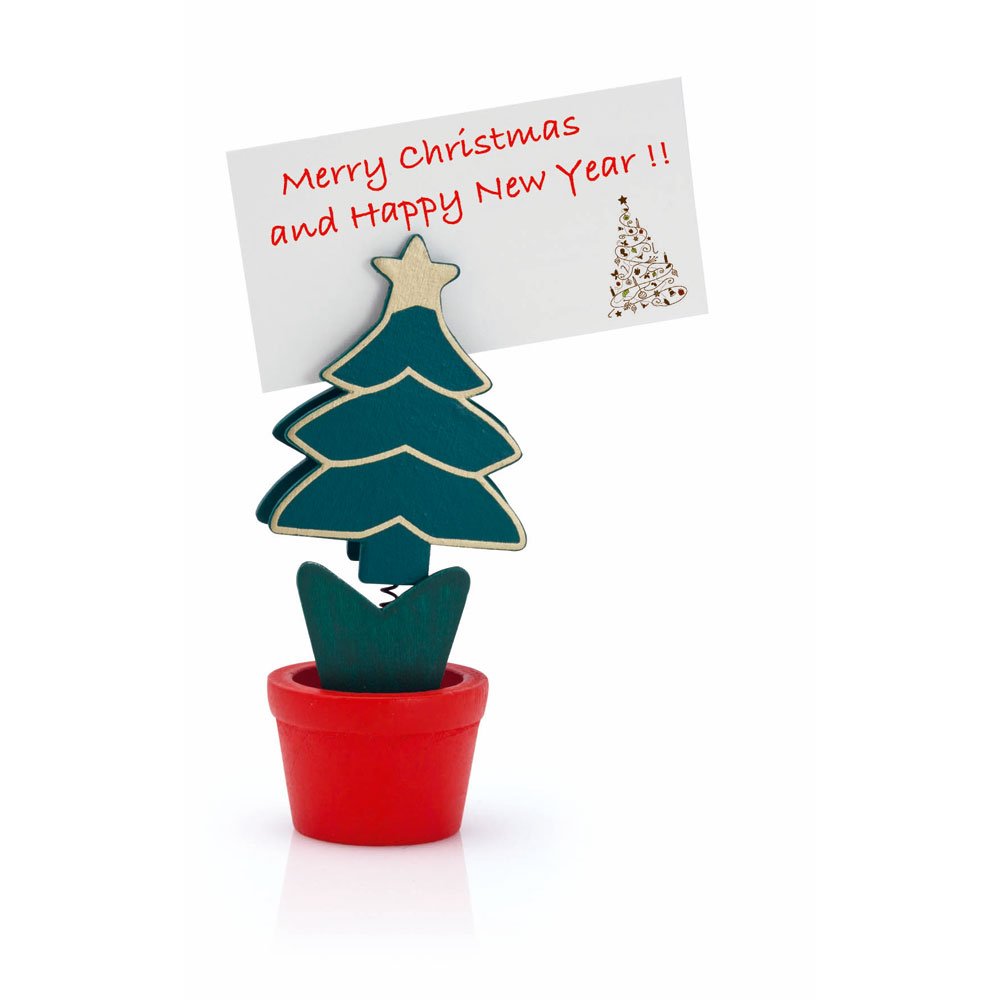 eBuyGB Pack of 6 Mini Christmas Tree in Pot Card Holders - Perfect for Holiday Place Cards, Table Decor & Gift Tags