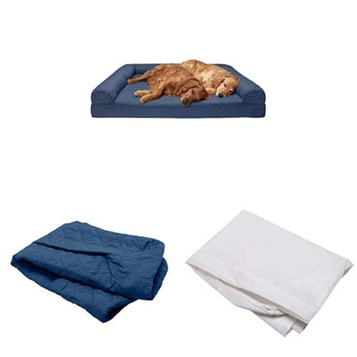 Furhaven Orthopedic Dog Bed Set - Jumbo Plus Navy Quilted Sofa with Waterproof Liner & Extra Cover for Large Dogs & Cats | Comfortable Pet Bed for Home, Crate & Travel Use