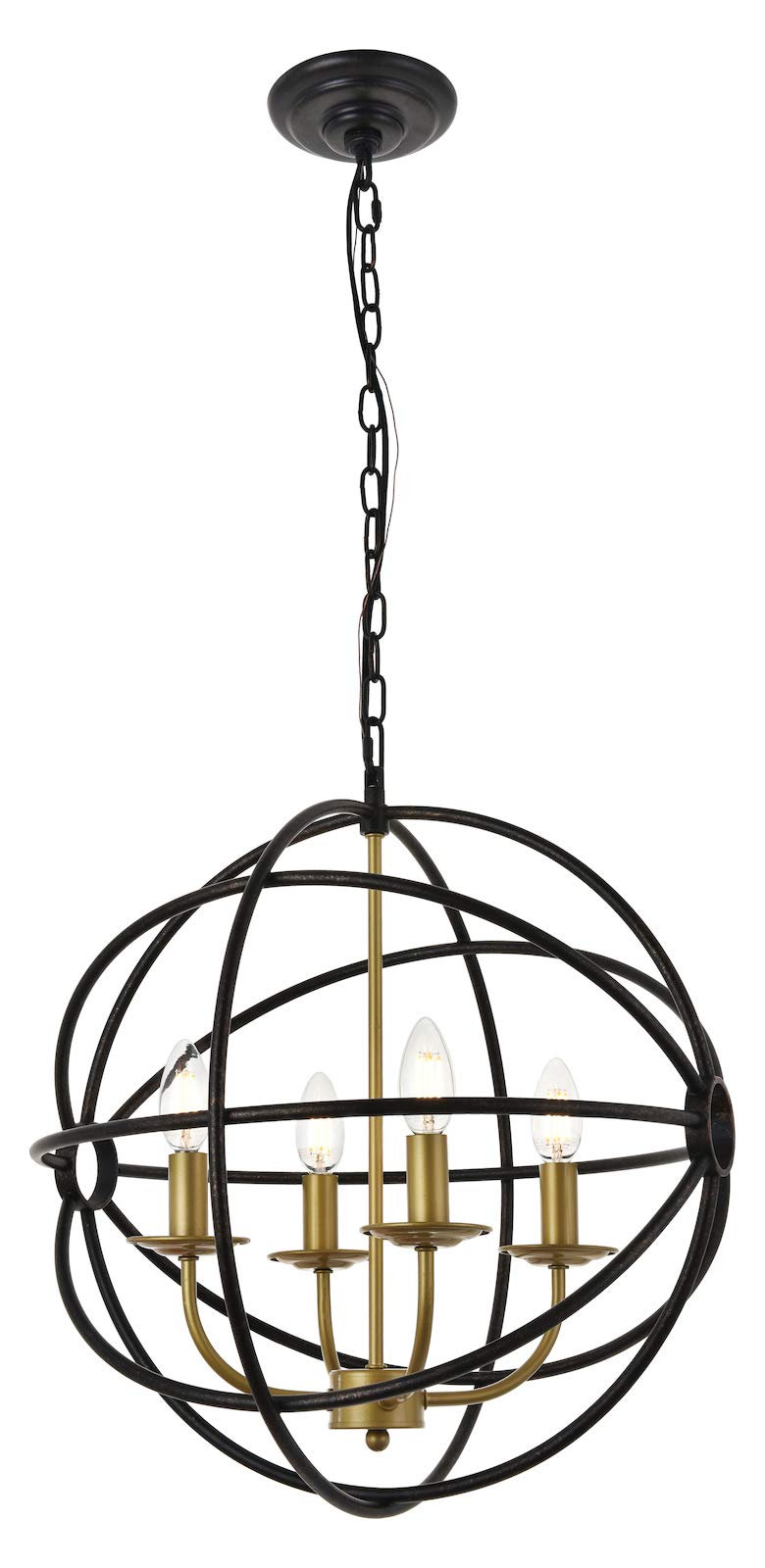Octavia 4-Light Brass and Dark Brown Pendant Light Fixture - Perfect for Dining Room, Kitchen Island, or Entryway Lighting