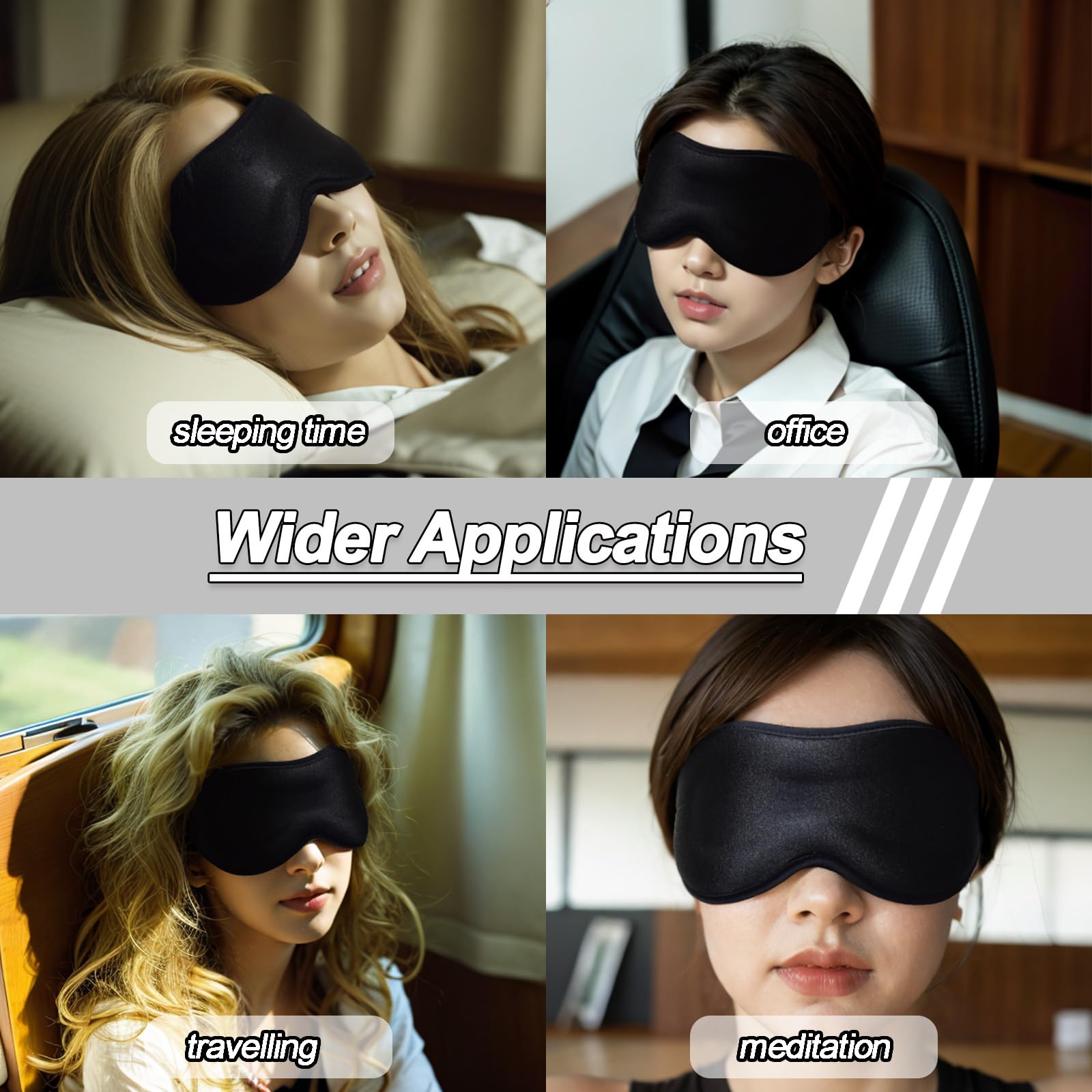 3D Sleep Mask for Sleeping - 100% Blackout Eye Mask for Women & Men | Adjustable Eyelash-Friendly Design | Breathable Travel Eye Mask for Side Sleepers | Perfect for Yoga, Flights & Nighttime Relaxation