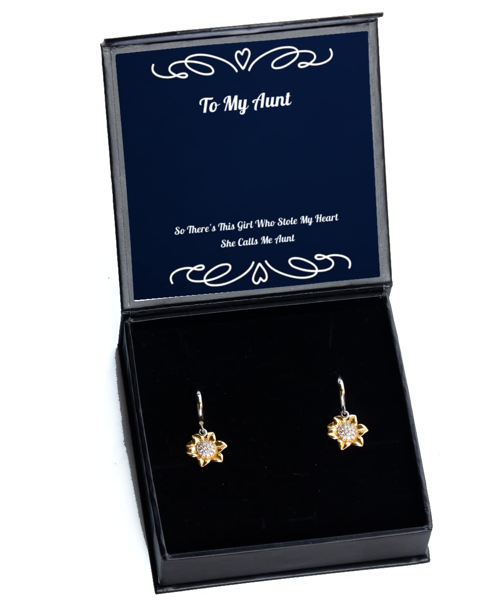 Cool Aunt Gifts - Heart Sunflower Earrings for Nieces & Aunts