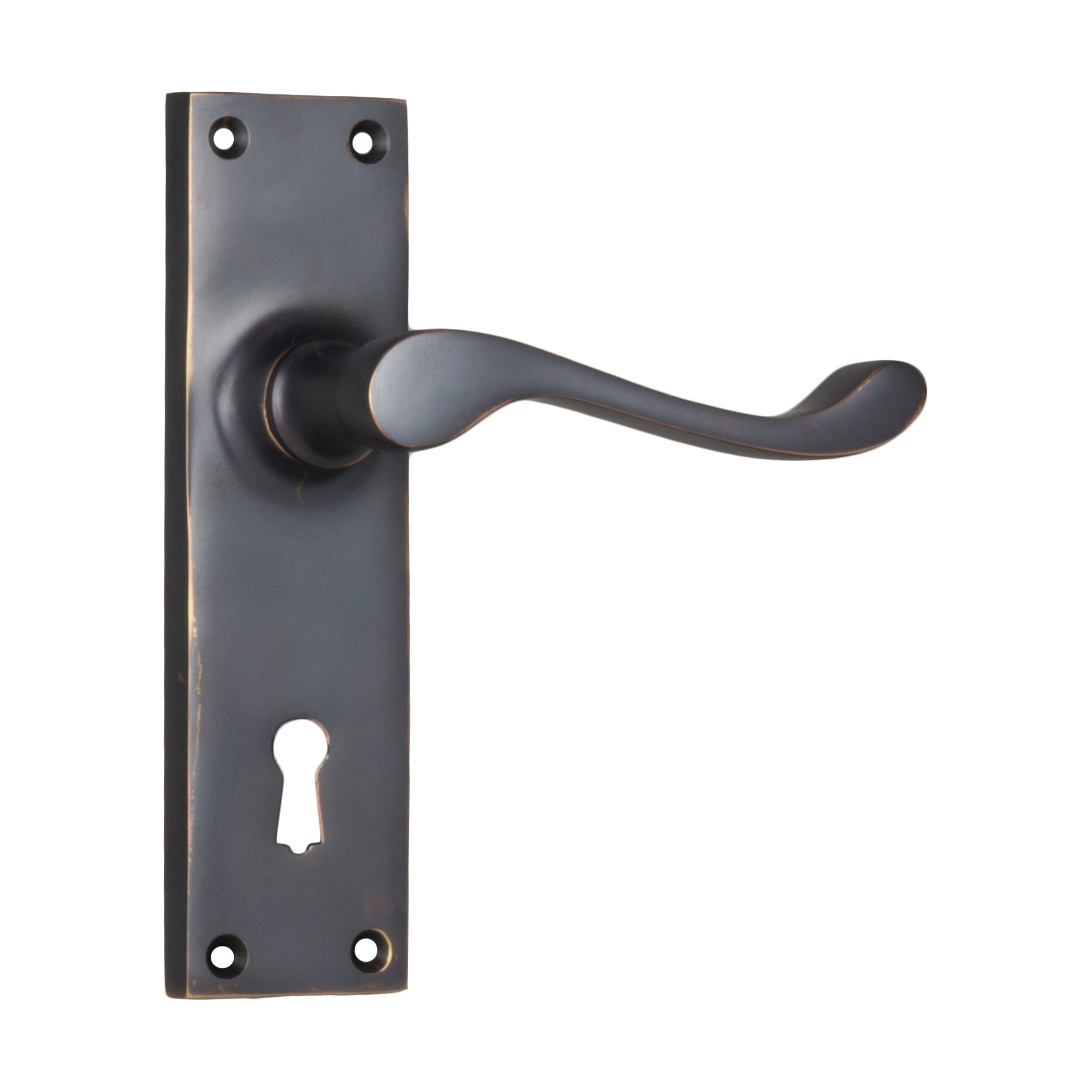 Antique Copper Victorian Door Lever Lock Set - H152xW42xP59mm - Vintage Style Door Handles for Home, Office & Historic Building Restoration