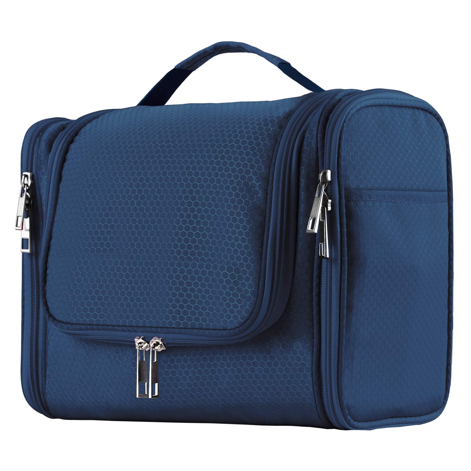 Buruis Large Hanging Toiletry Bag for Women & Men - Waterproof Travel Cosmetic Organizer with Multiple Pockets for Makeup, Shaving Essentials & Full-Sized Toiletries (Blue) - Perfect for Air Travel, Camping & Gym Use